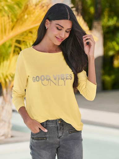 heine Langarmshirt mit Foliendruck - zitrone-anthrazit