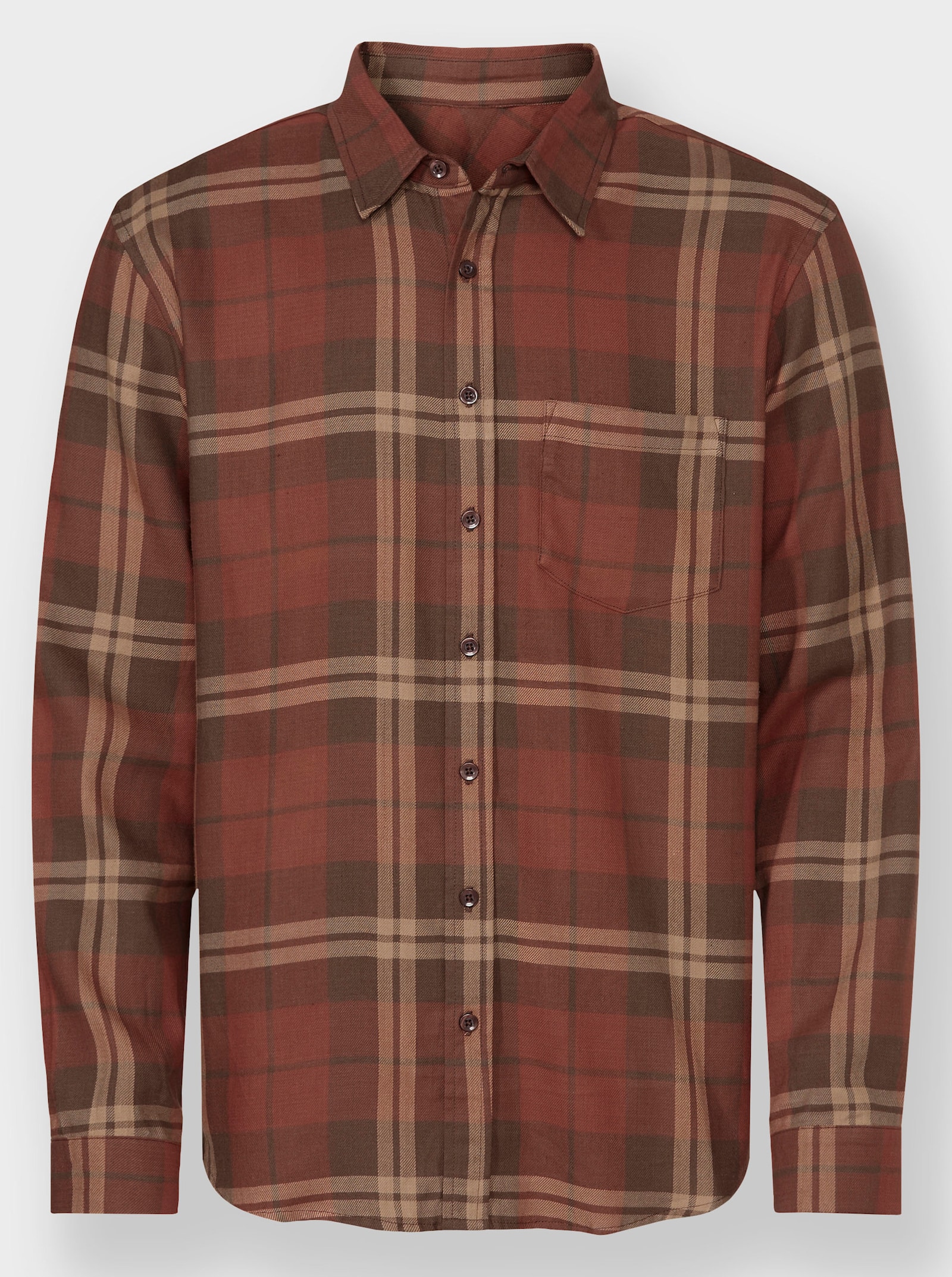 Catamaran Flanellhemd mit garngefärbtem Muster - schoko-kariert