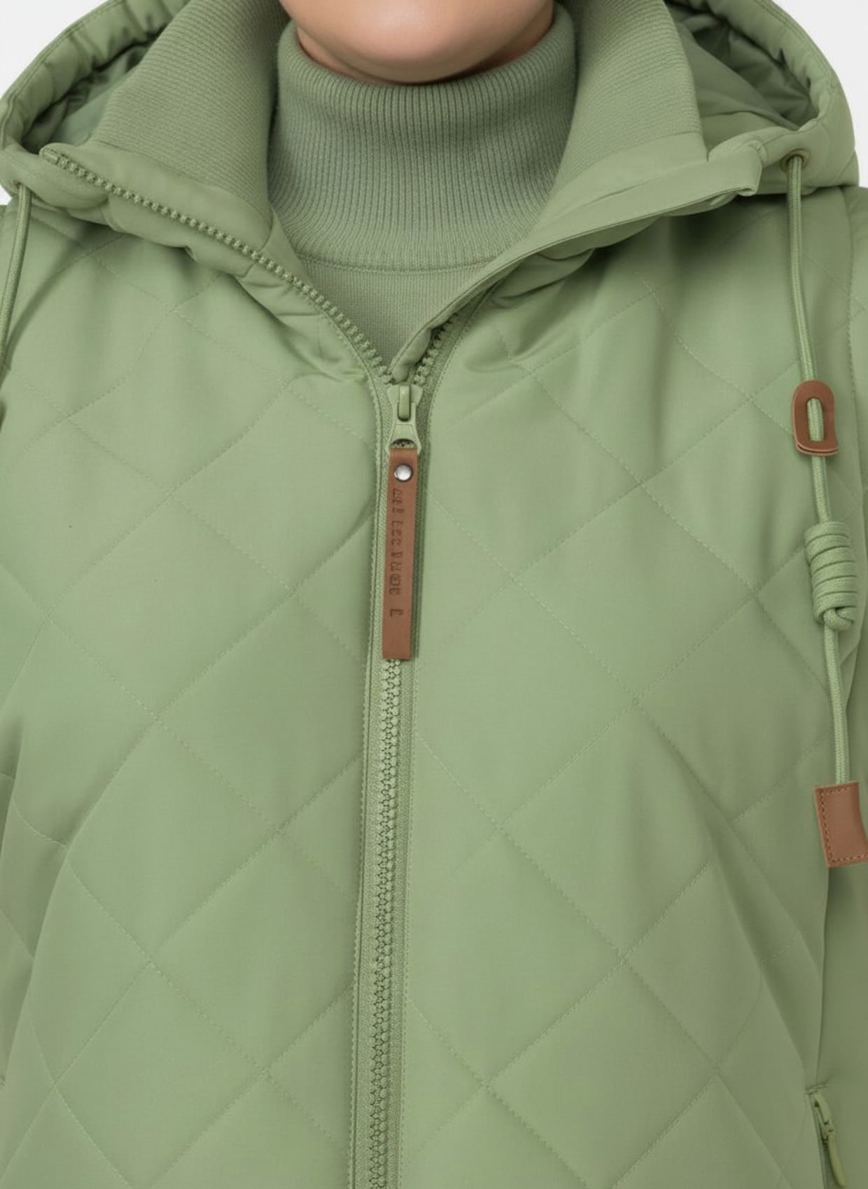 Steppweste mit Strickstehkragen, Microfaser - eucalyptus