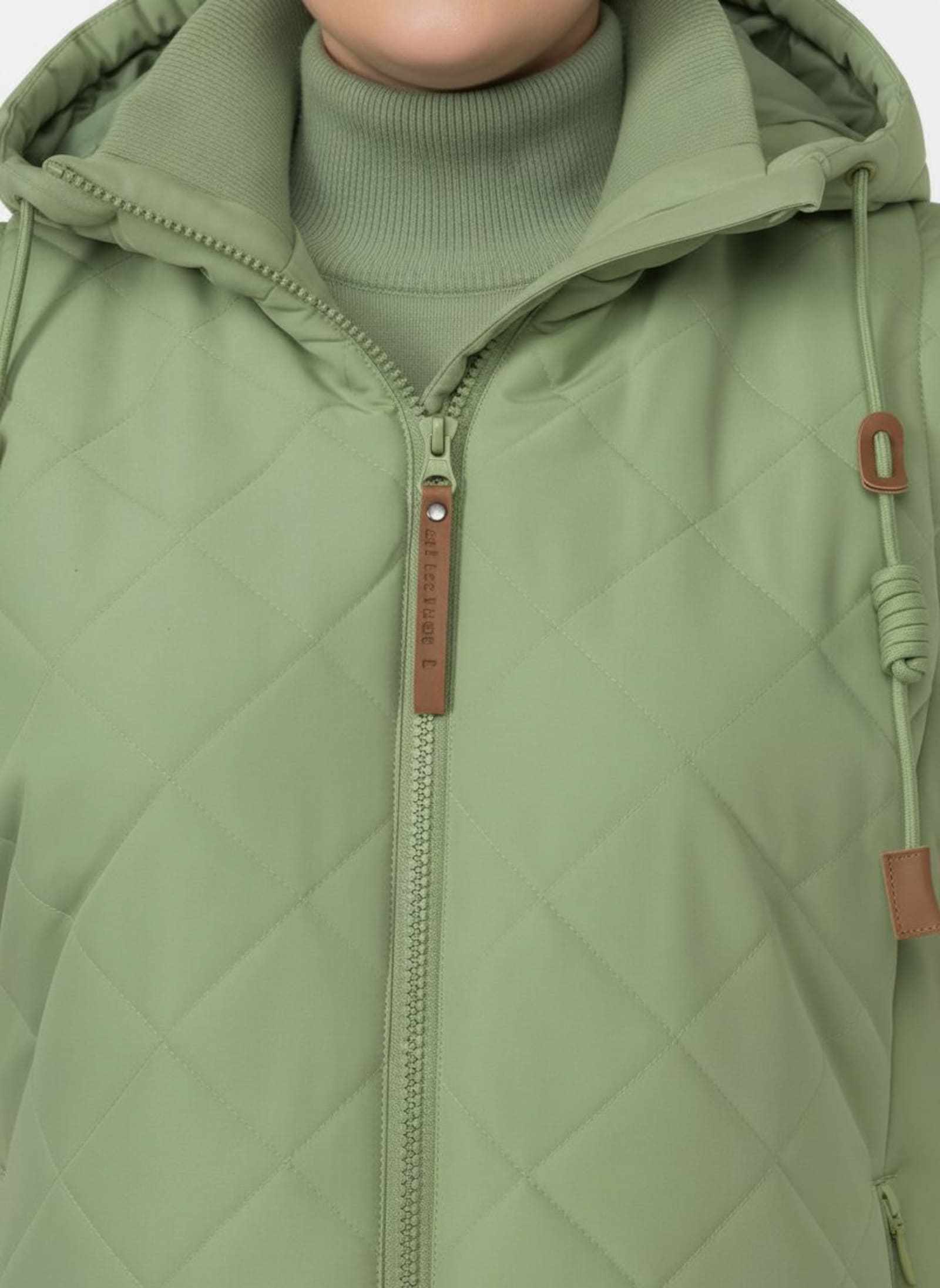 Steppweste mit Strickstehkragen, Microfaser - eucalyptus