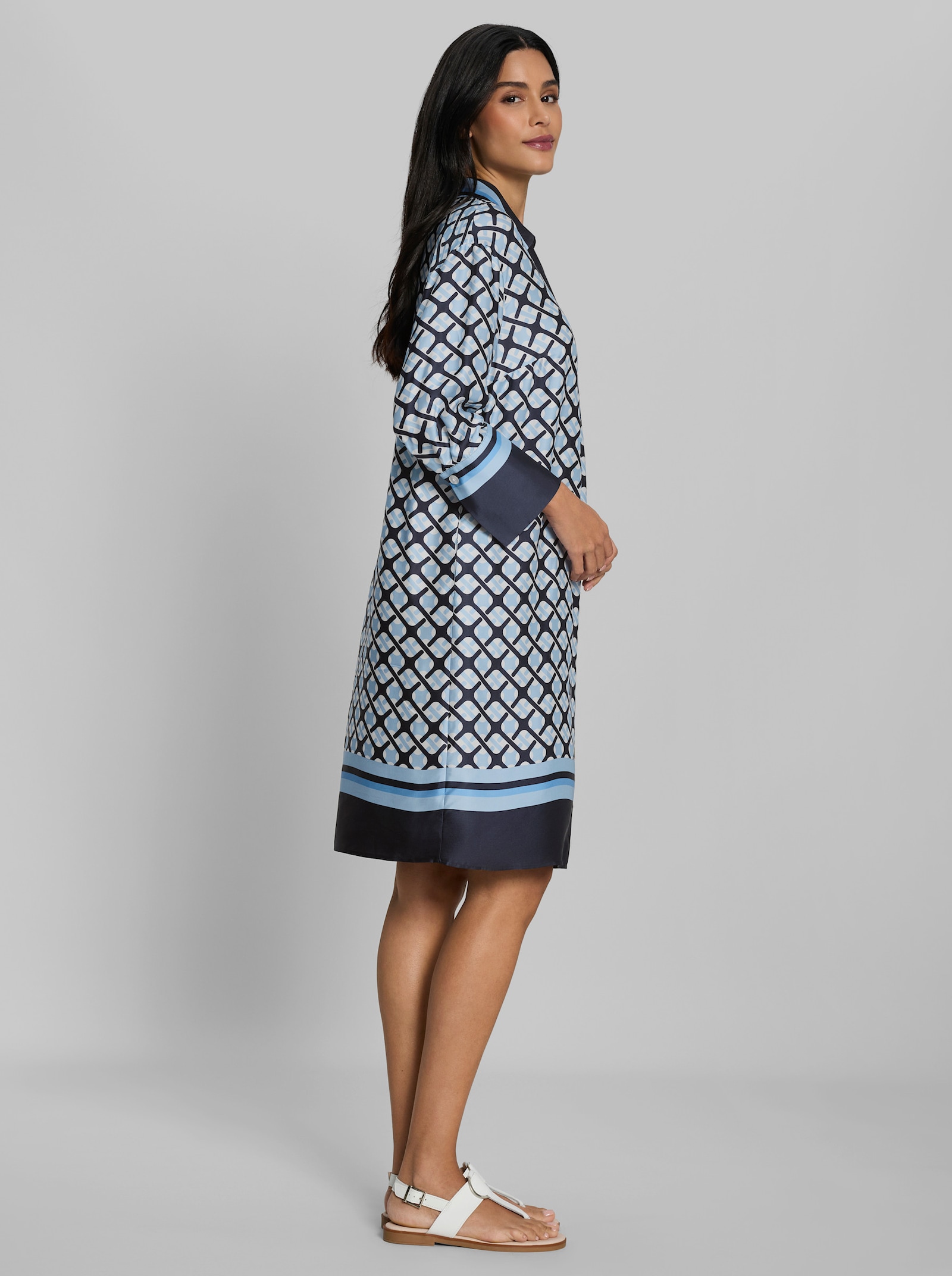 heine Druckkleid mit Hemdkragen - marine-ecru-bedruckt