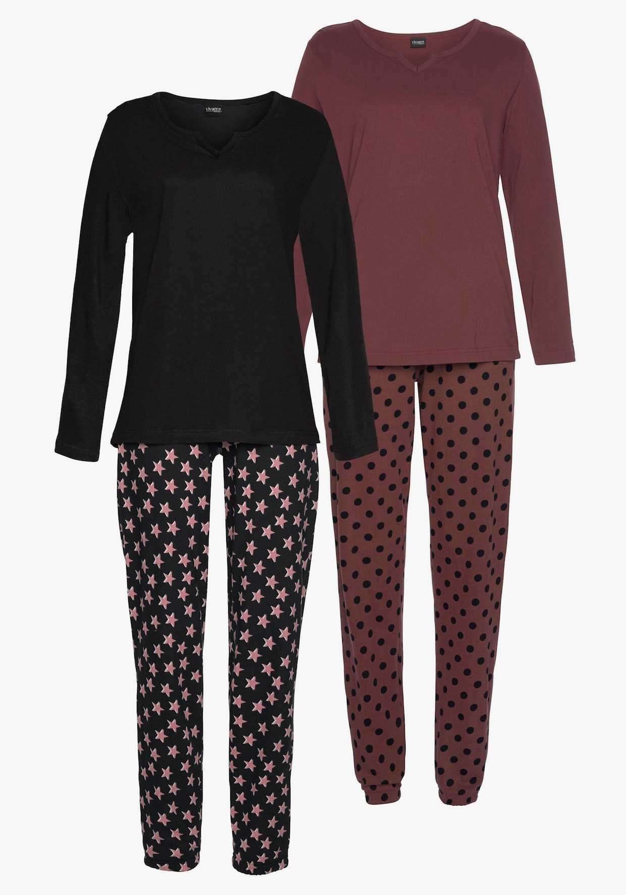 Vivance Dreams Pyjama - bordeaux, zwart