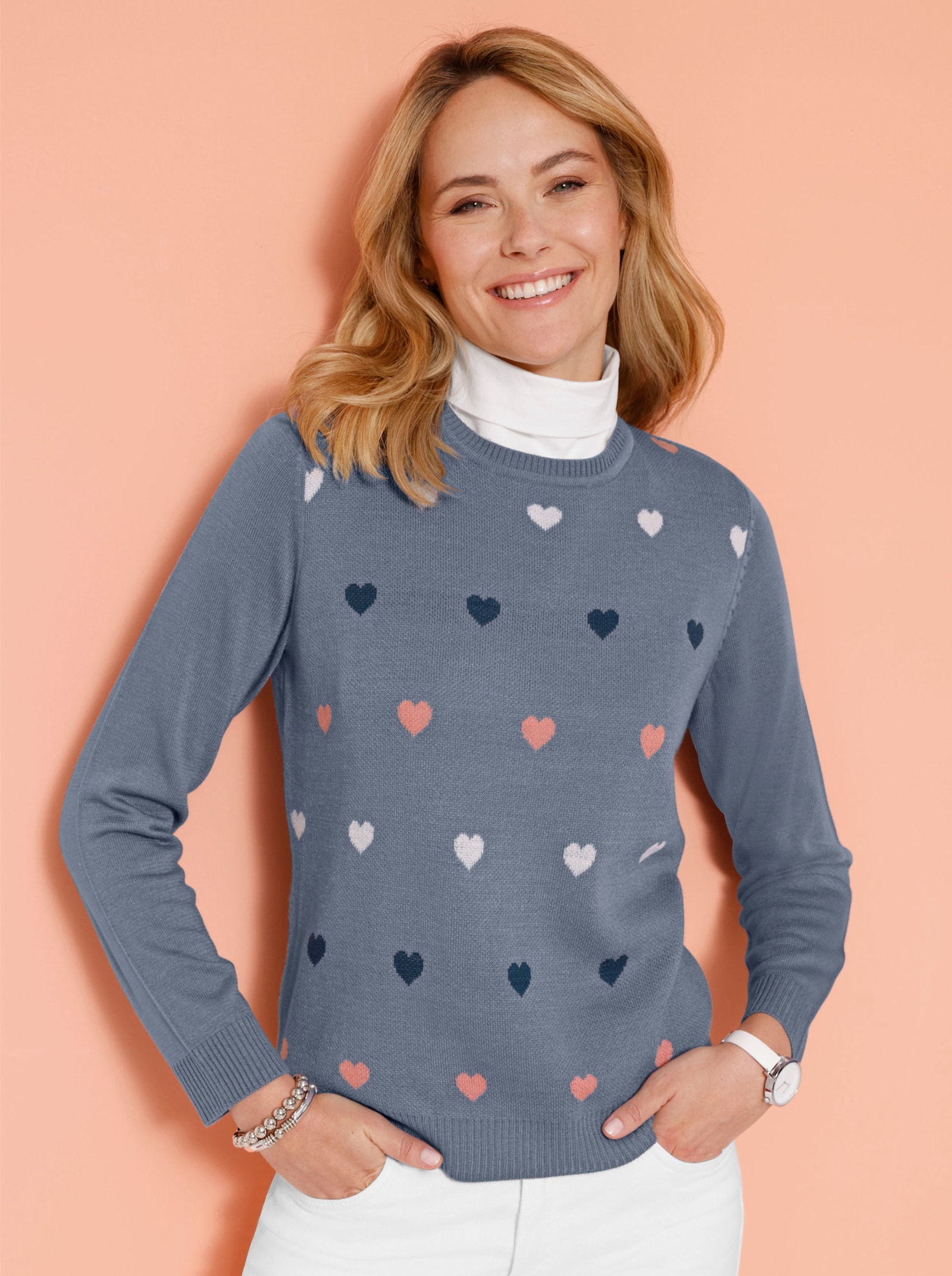 Rollkrageneinsatz aus Single-Jersey - ecru