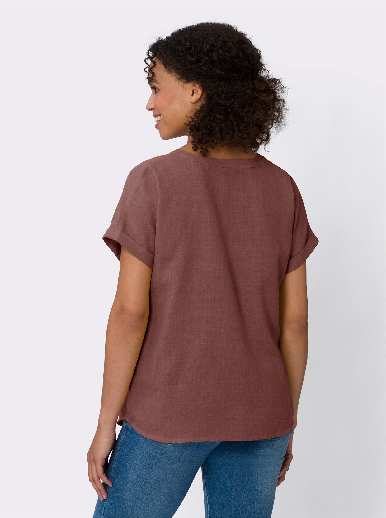 Comfortabele blouse - roodbruin