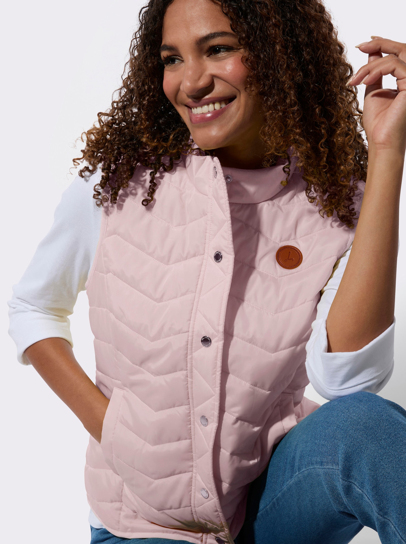 Steppweste im Zickzack-Muster - hellrosé