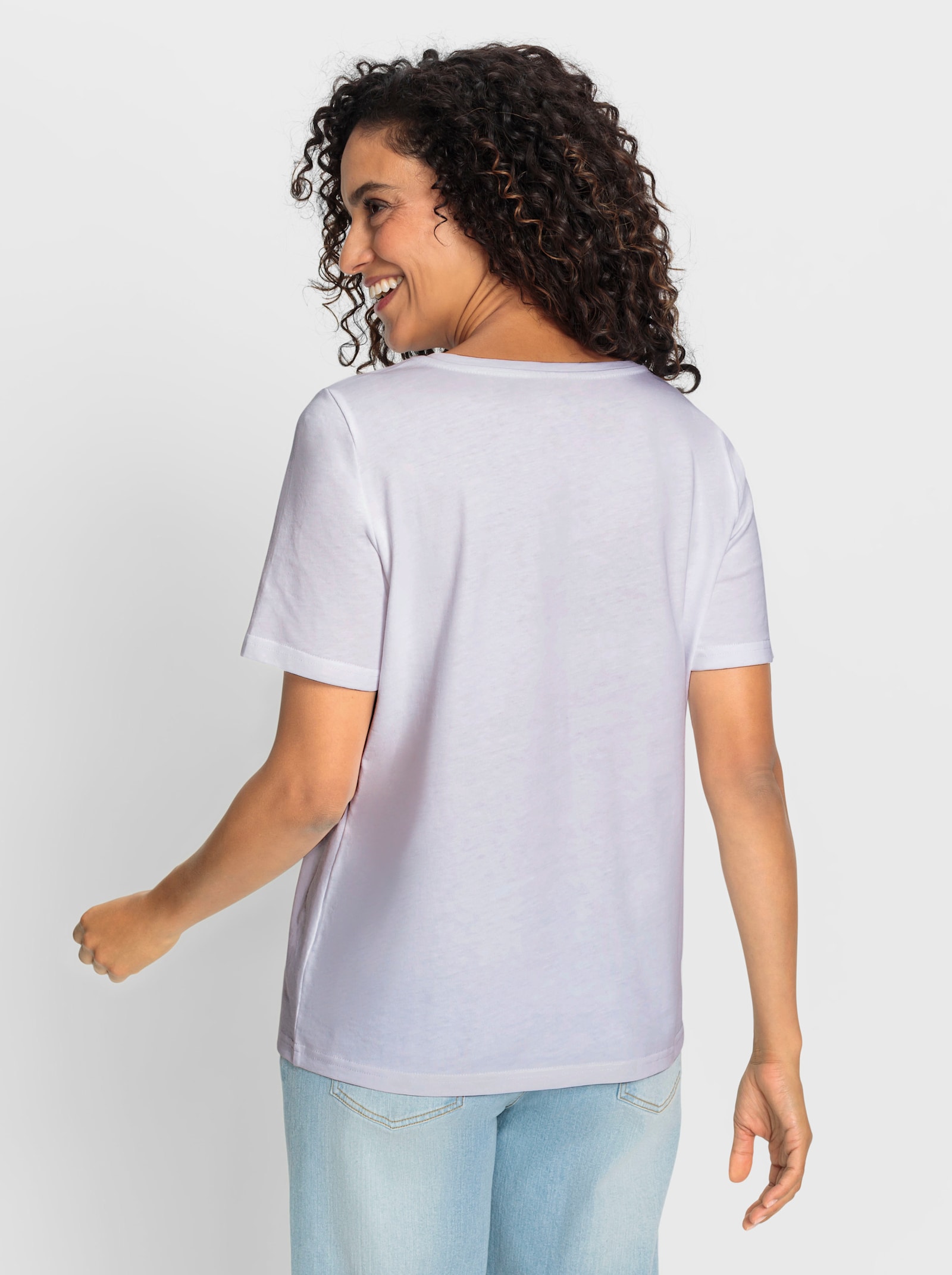 Kortärmad topp med giraffmotiv - vit-orange-med tryck