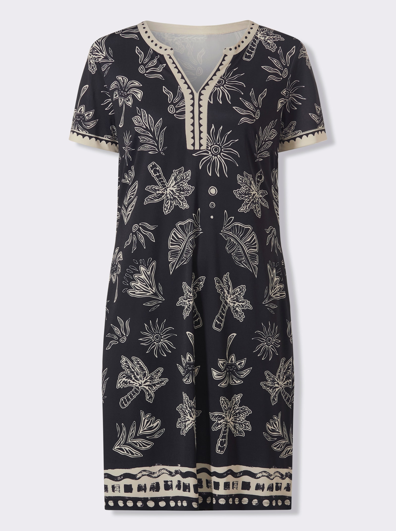 heine Robe en jersey avec imprimé palmiers - noir-sable imprimé