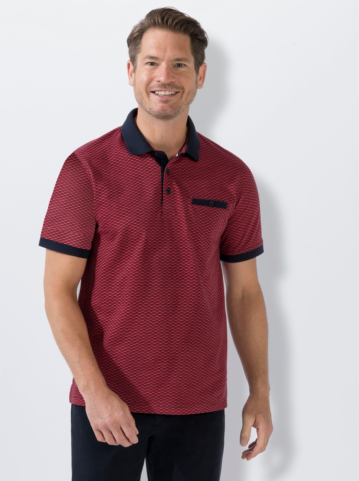 Hajo Kurzarm-Shirt - rot-marine
