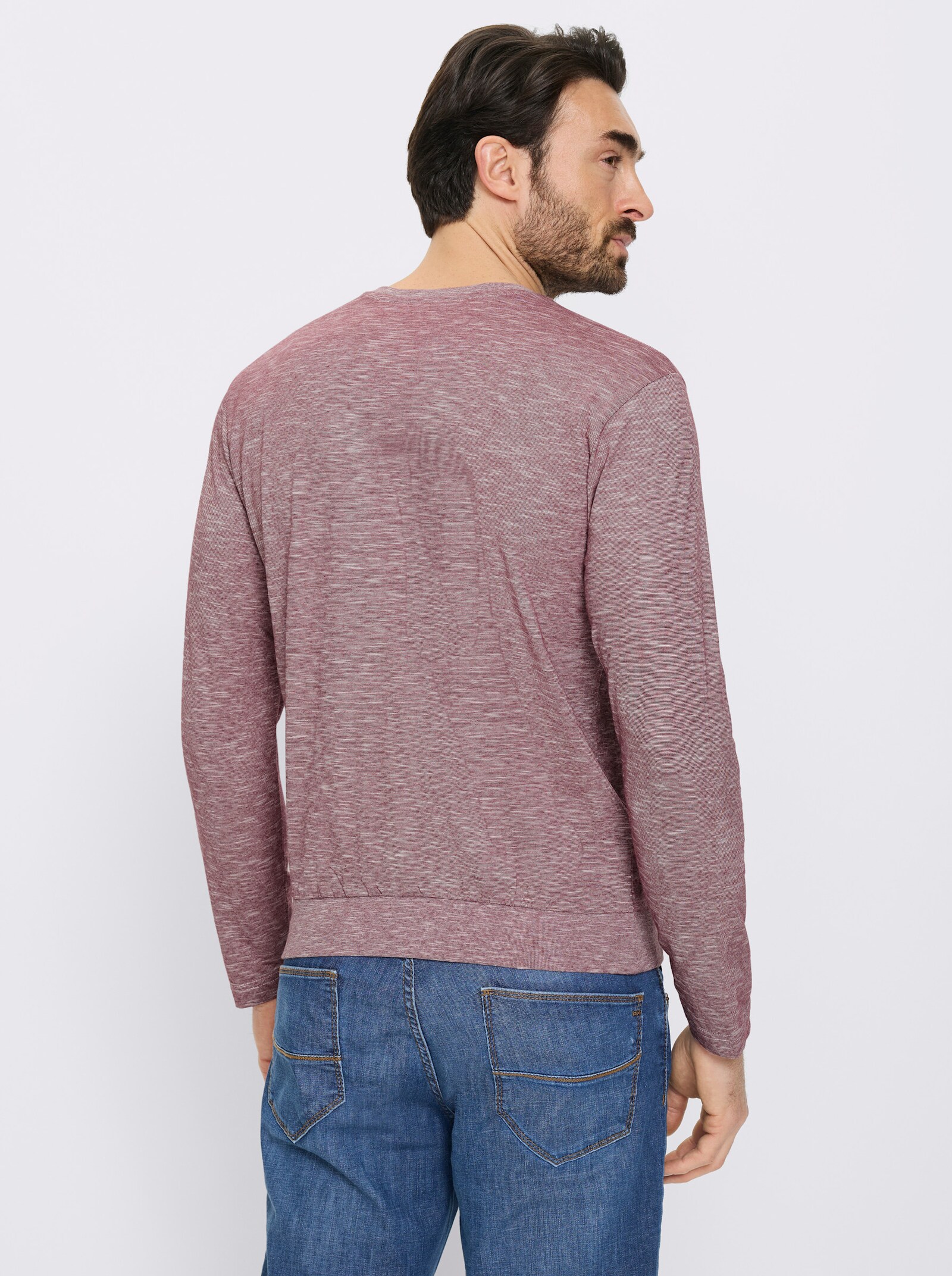 Catamaran Langarmshirt in 2-in-1-Optik - bordeaux-meliert