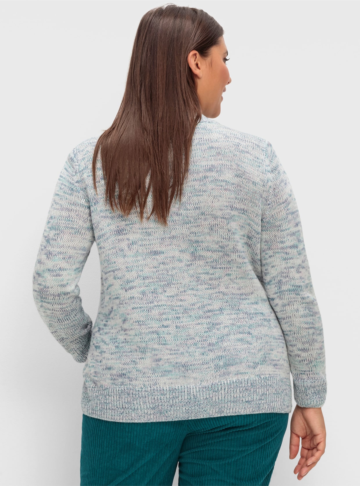 Strickpullover mit Stehkragen - mint-meliert