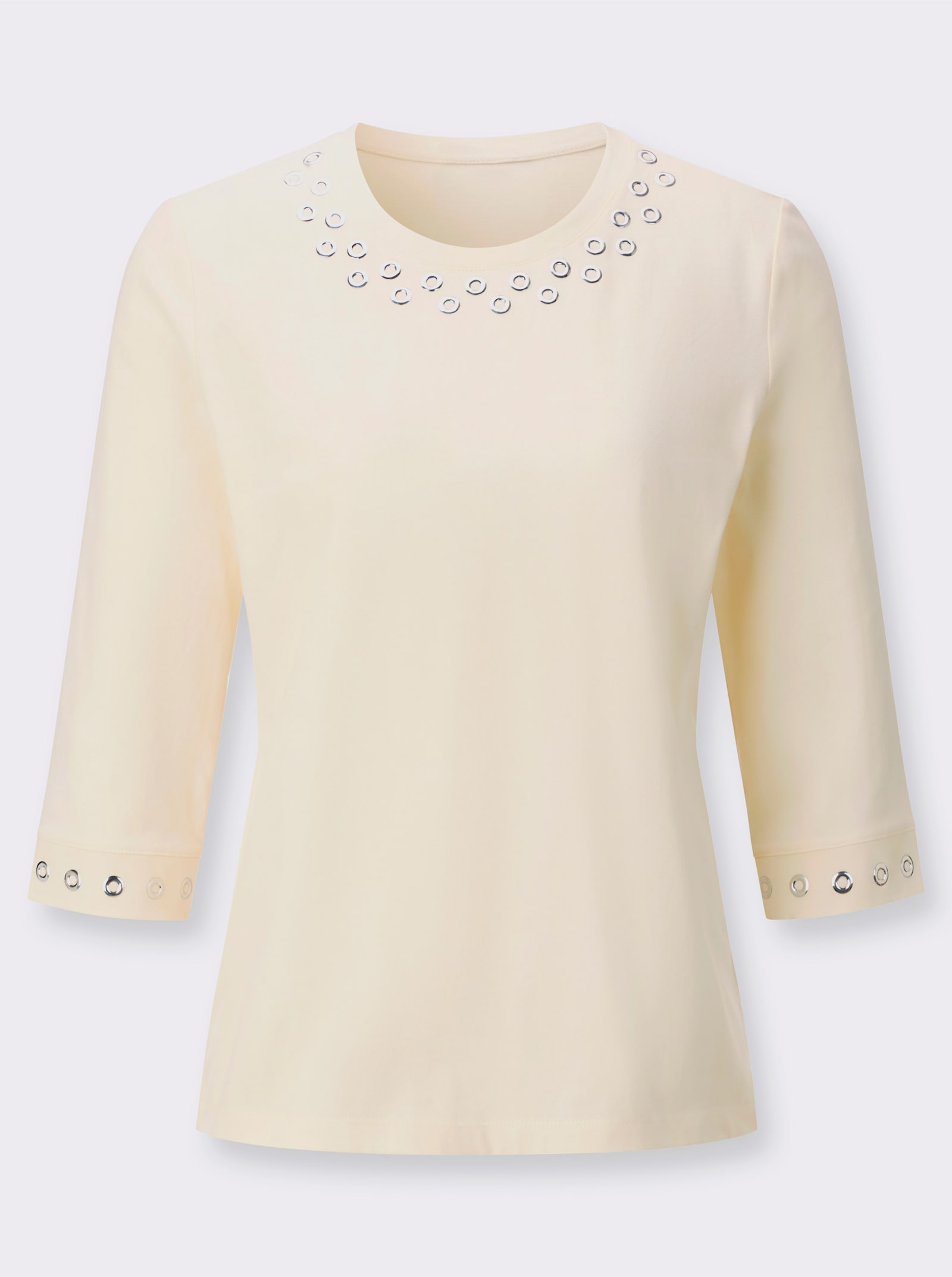 Rundhalsshirt aus reiner Baumwolle - champagner