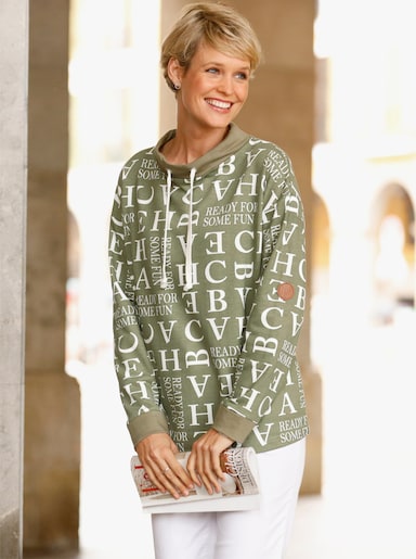 Sweatshirt mit Buchstaben-Druck - khaki-ecru-bedruckt