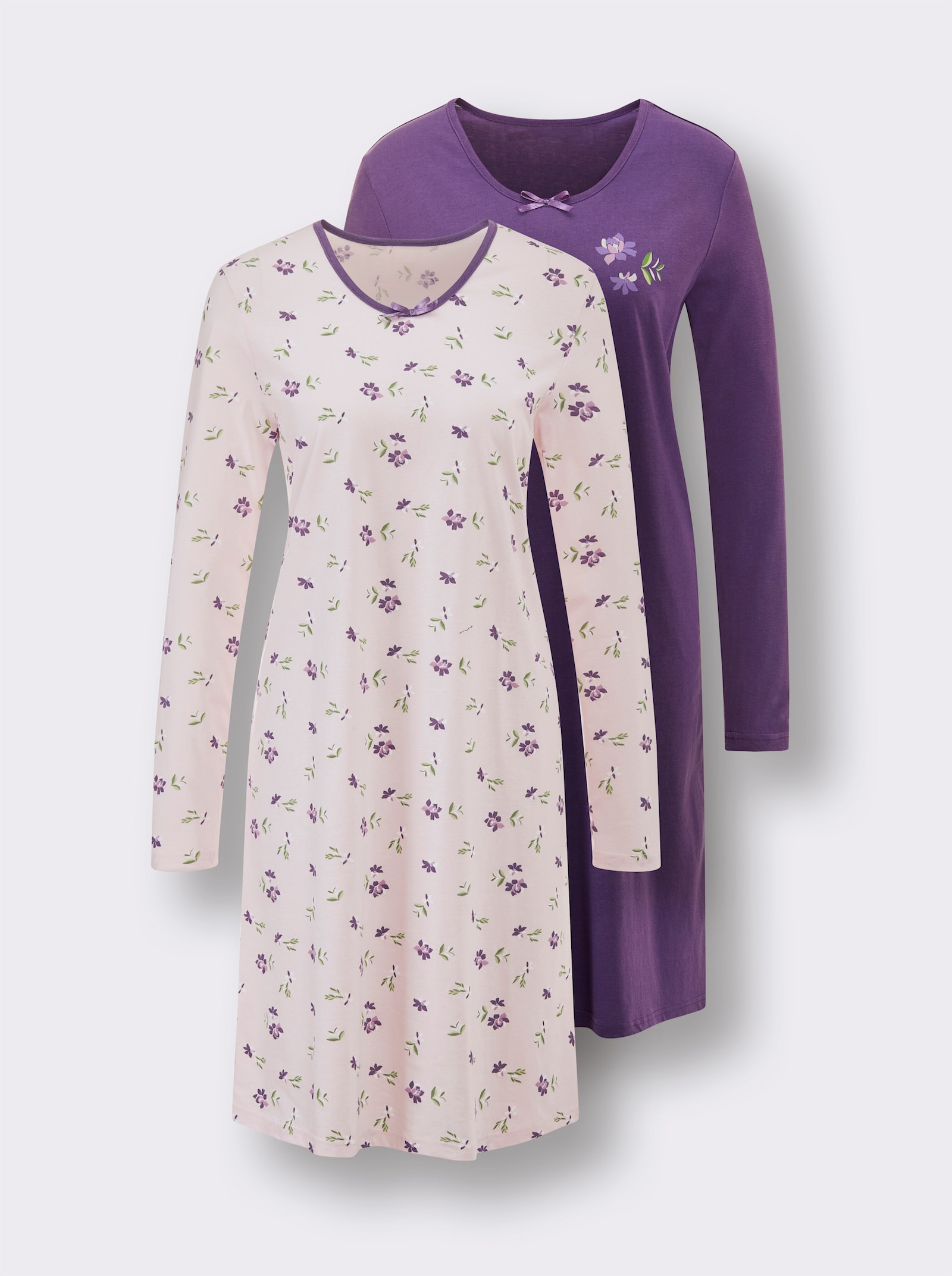 wäschepur Noční košile s motivem květin - růžová-lila-potisk + lila