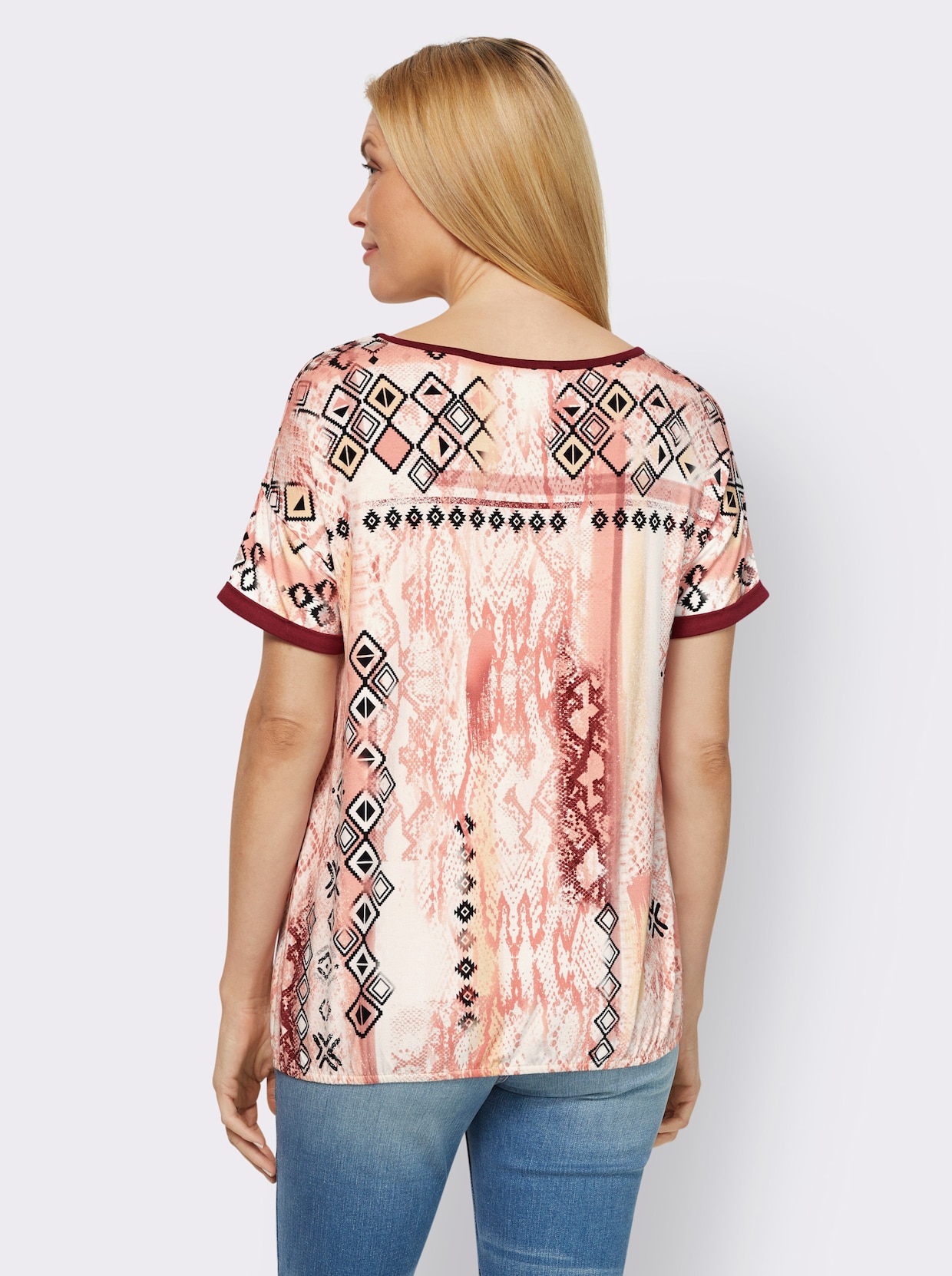 heine Shirt met korte mouwen - rozenkwarts/bordeaux bedrukt