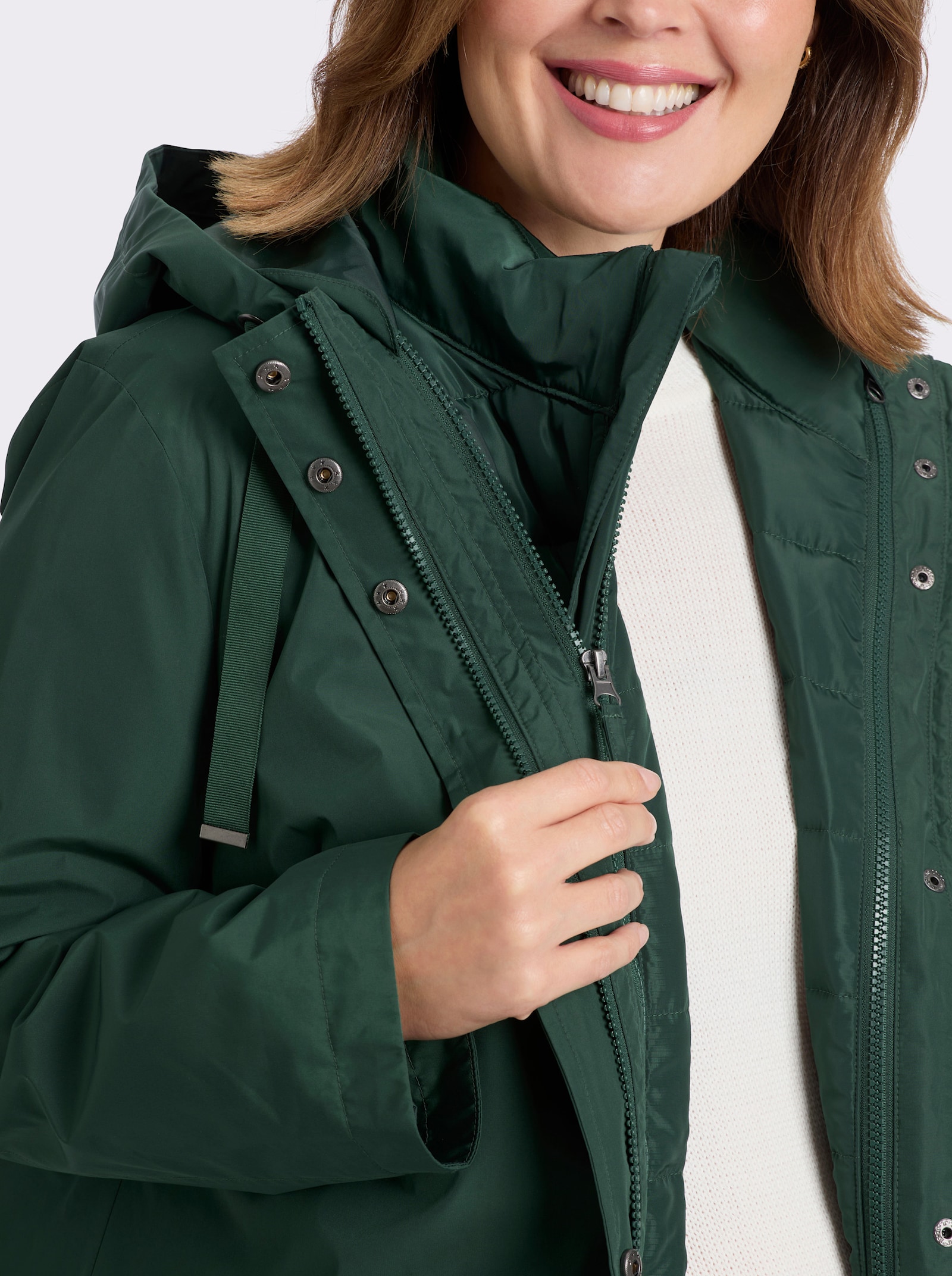 sheego 3-in-1-Funktionsjacke als Jacke oder Weste tragbar - moos