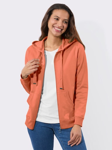 Sweatjacke mit Känguru-Taschen - papaya