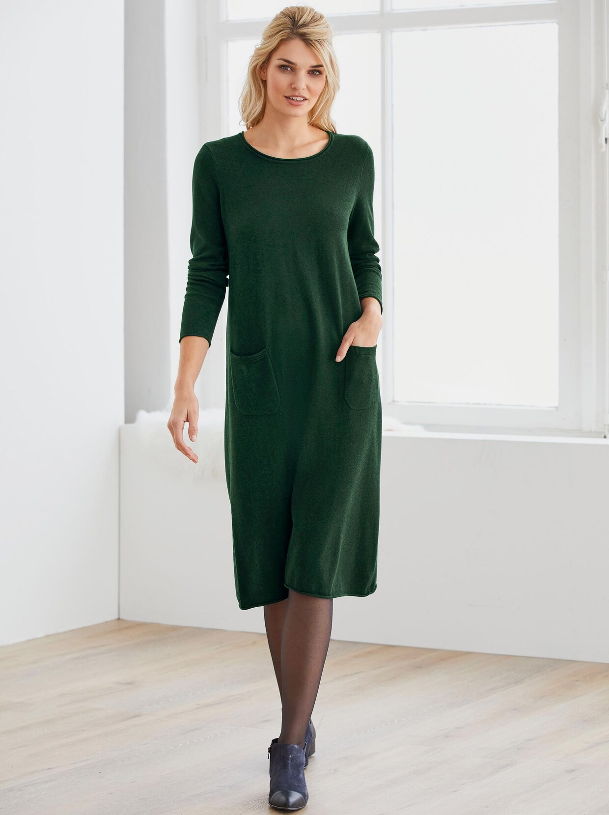 Linea Tesini Strickkleid - moos