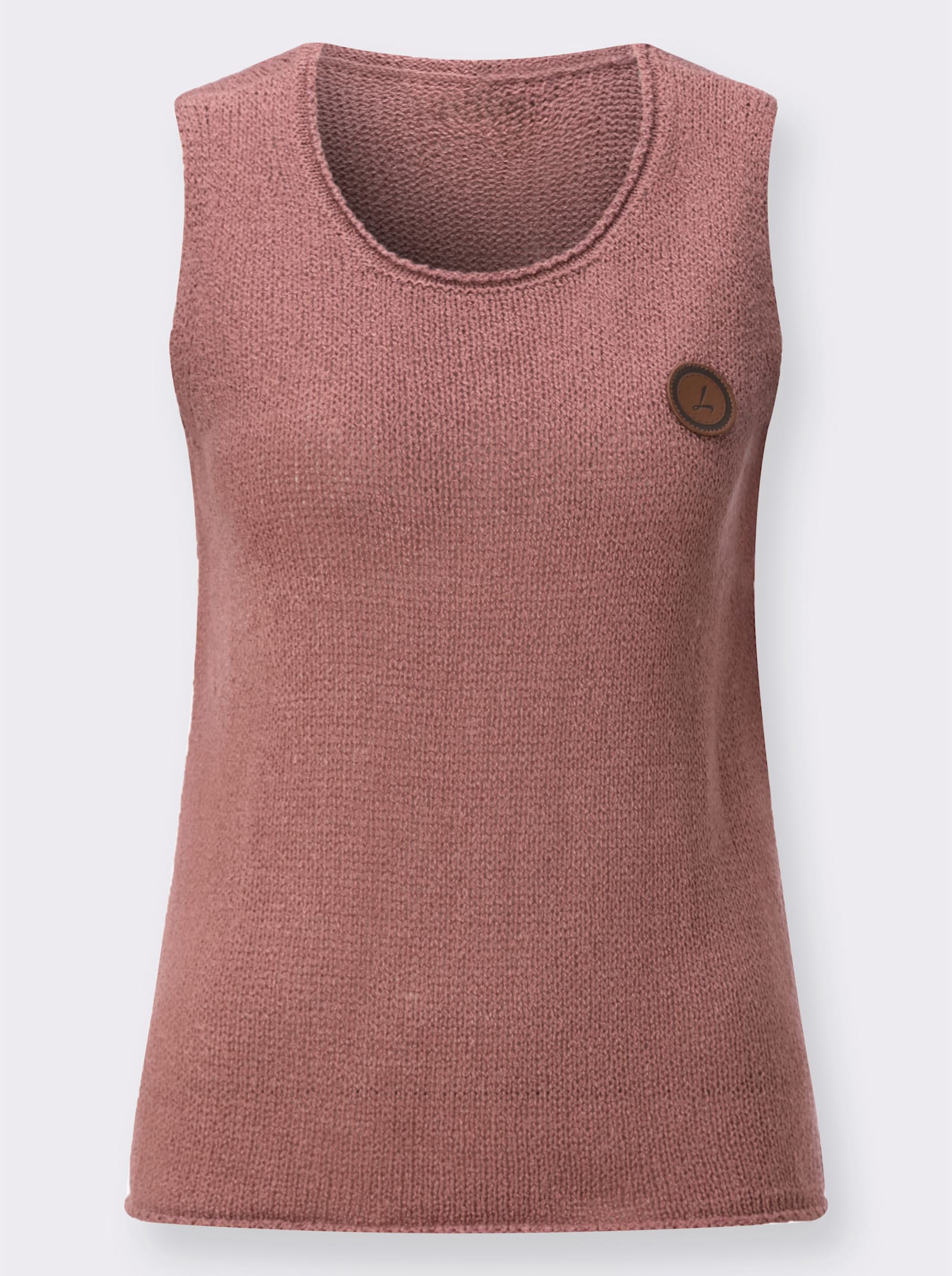 Tričkový top, okrúhly výstrih - ružové drevo