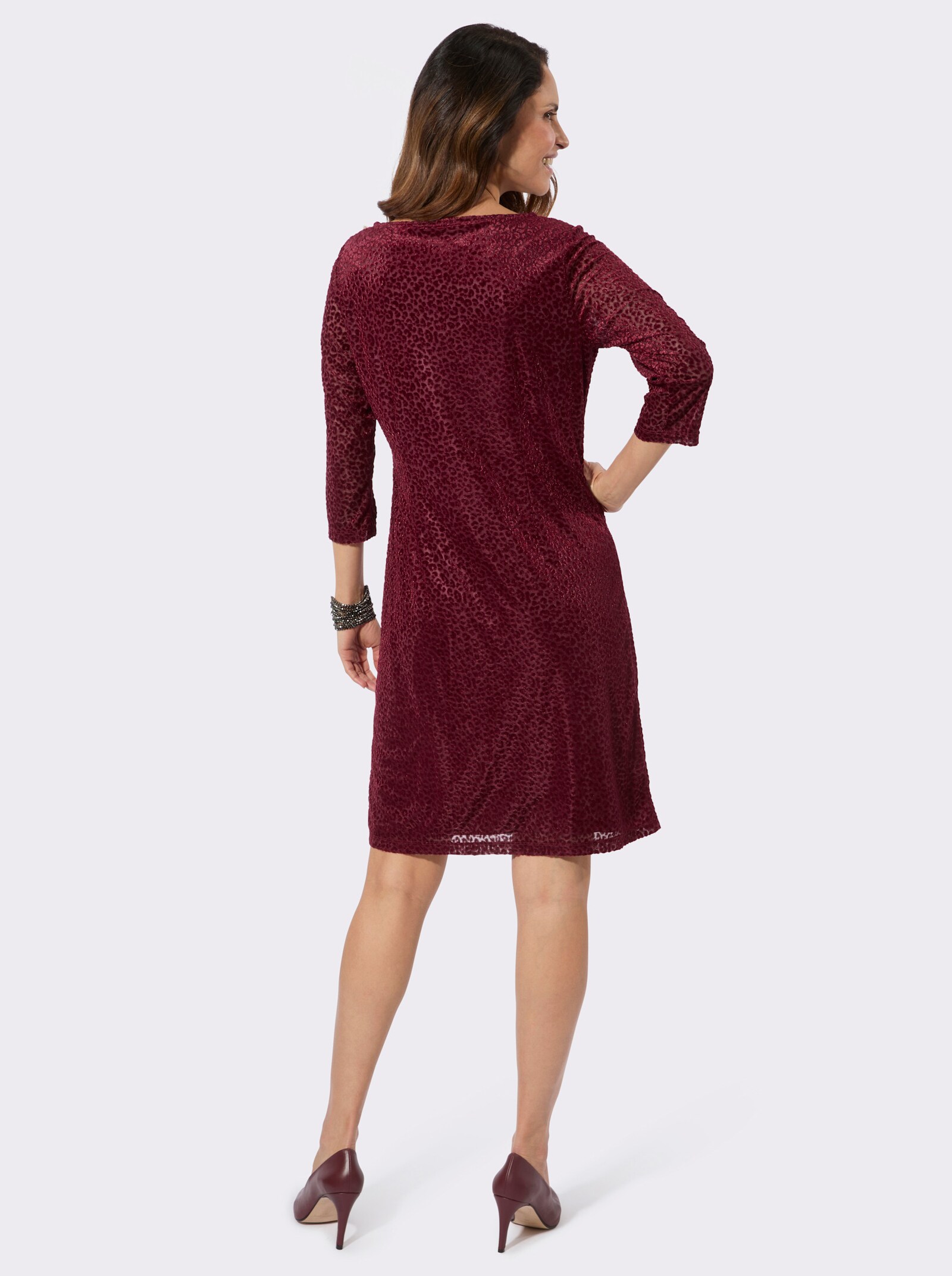 Jerseykleid in Pannesamt-Qualität - bordeaux