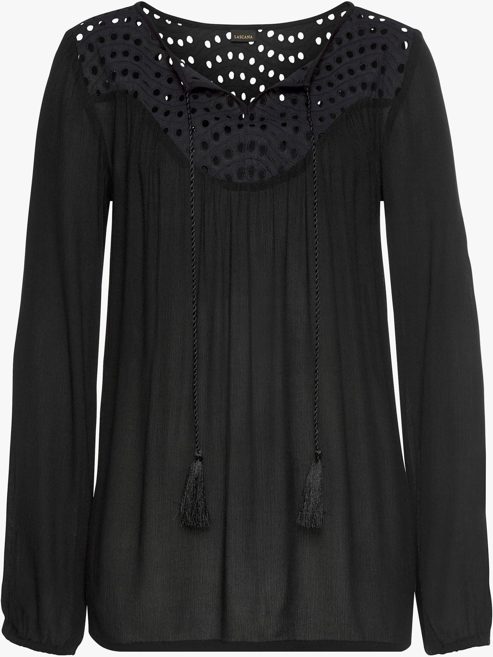 LASCANA Crepebluse - schwarz