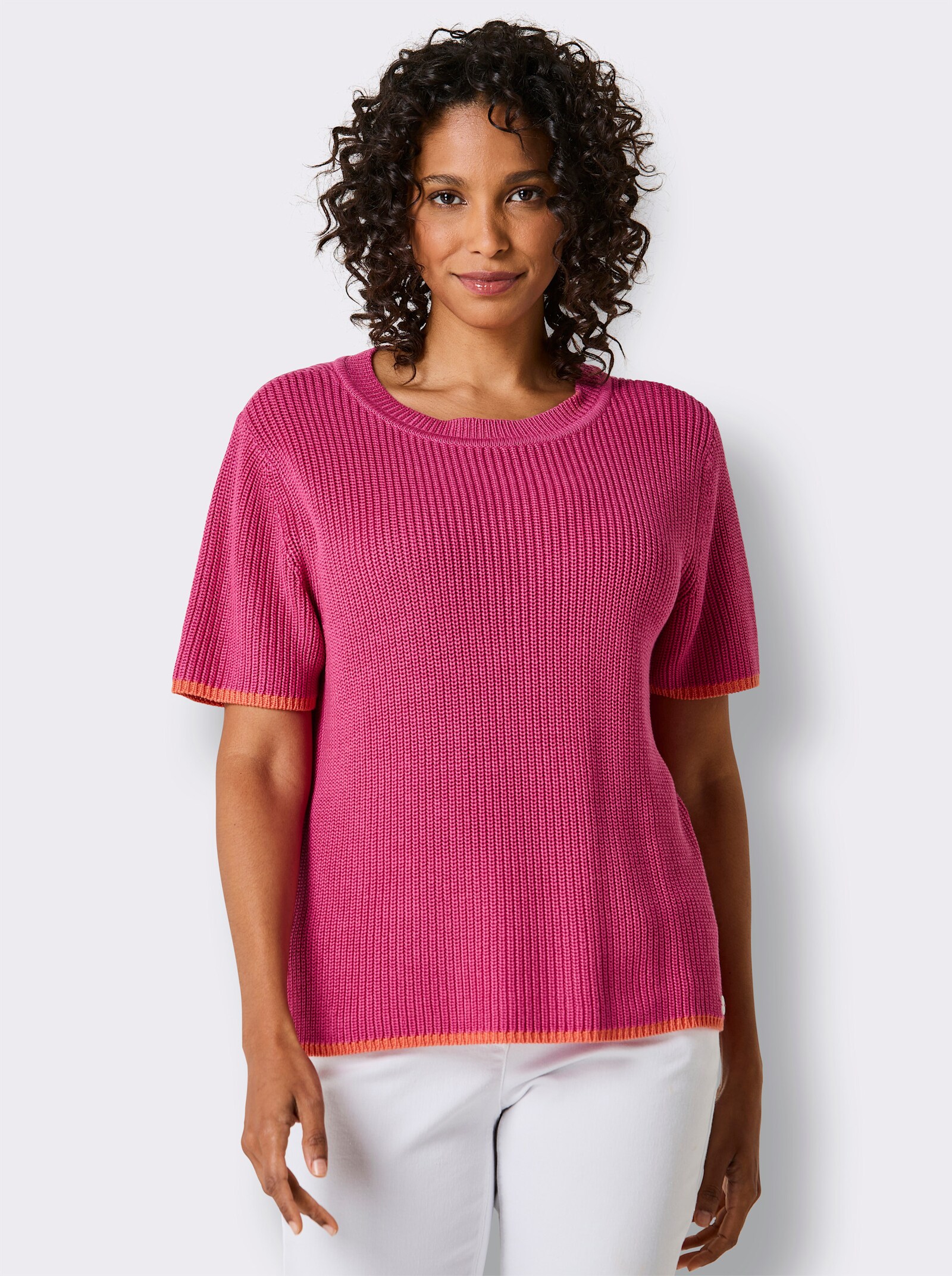 CREATION L PREMIUM Kurzarmpullover - fuchsia