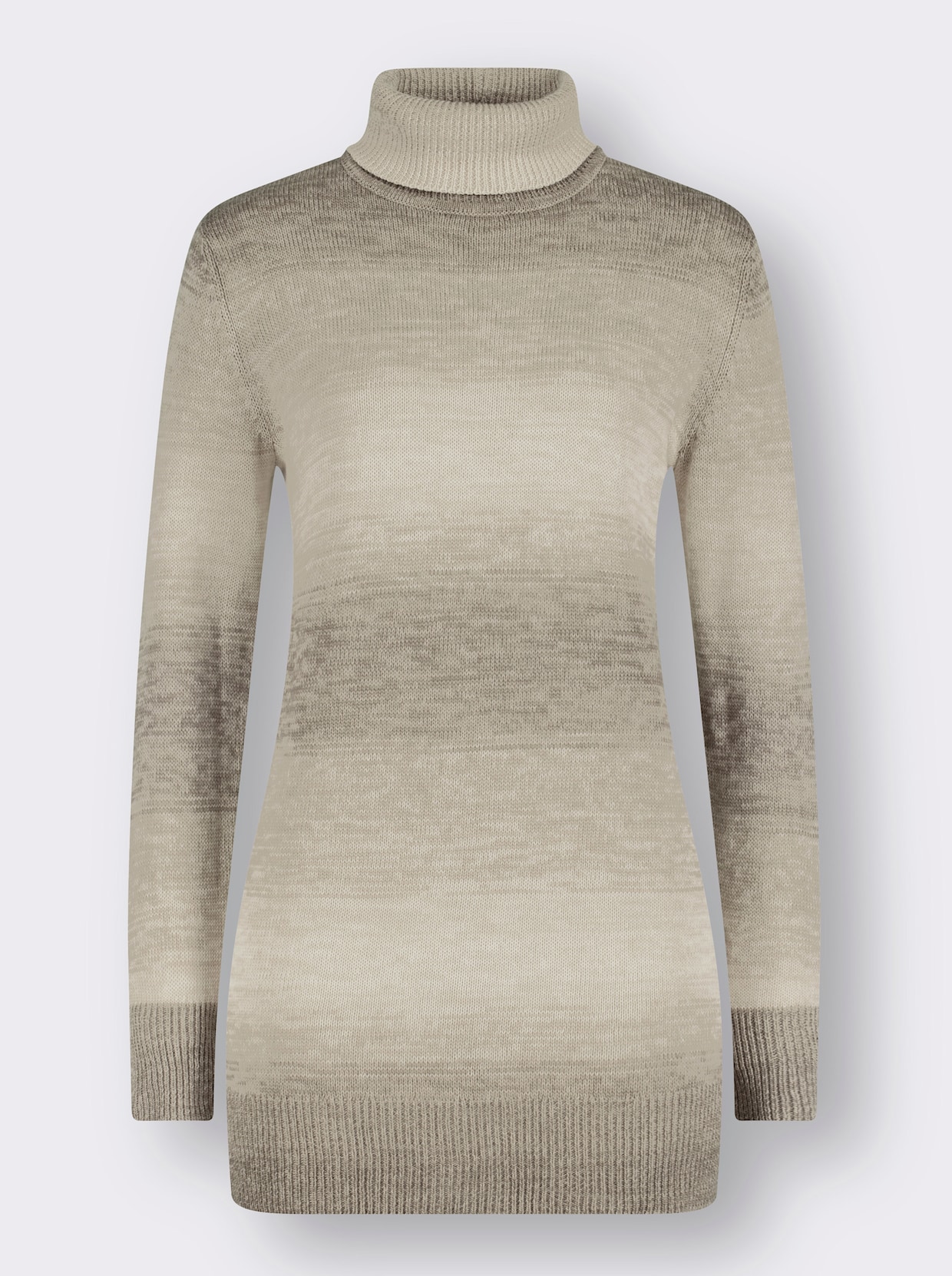 Lange pullover - champagne/taupe gedessineerd