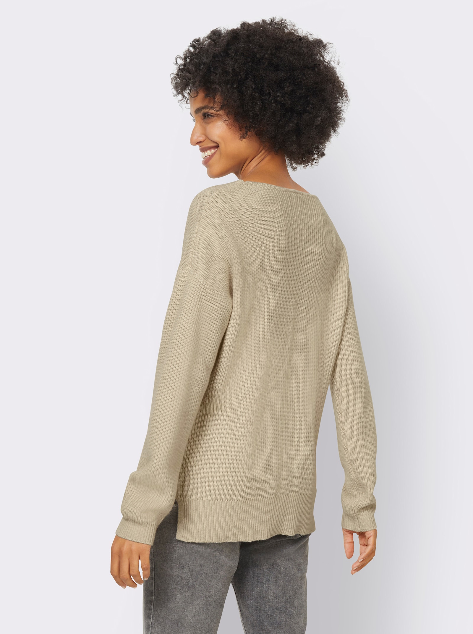 heine Feinstrickpullover mit 20% Kaschmir - sand-meliert