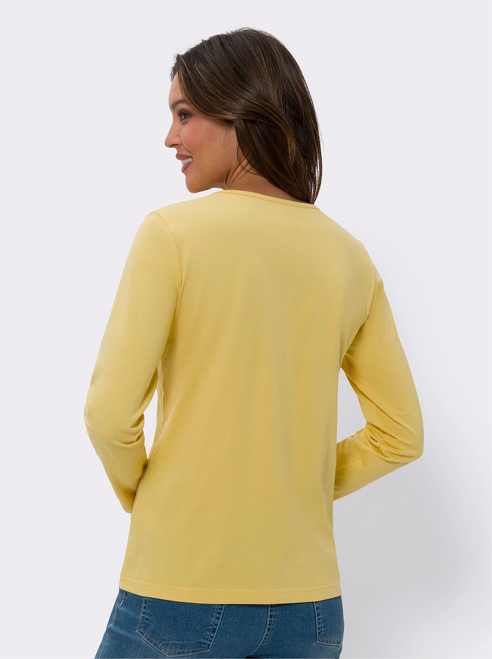 Langarmshirt in reiner Baumwolle - gelb