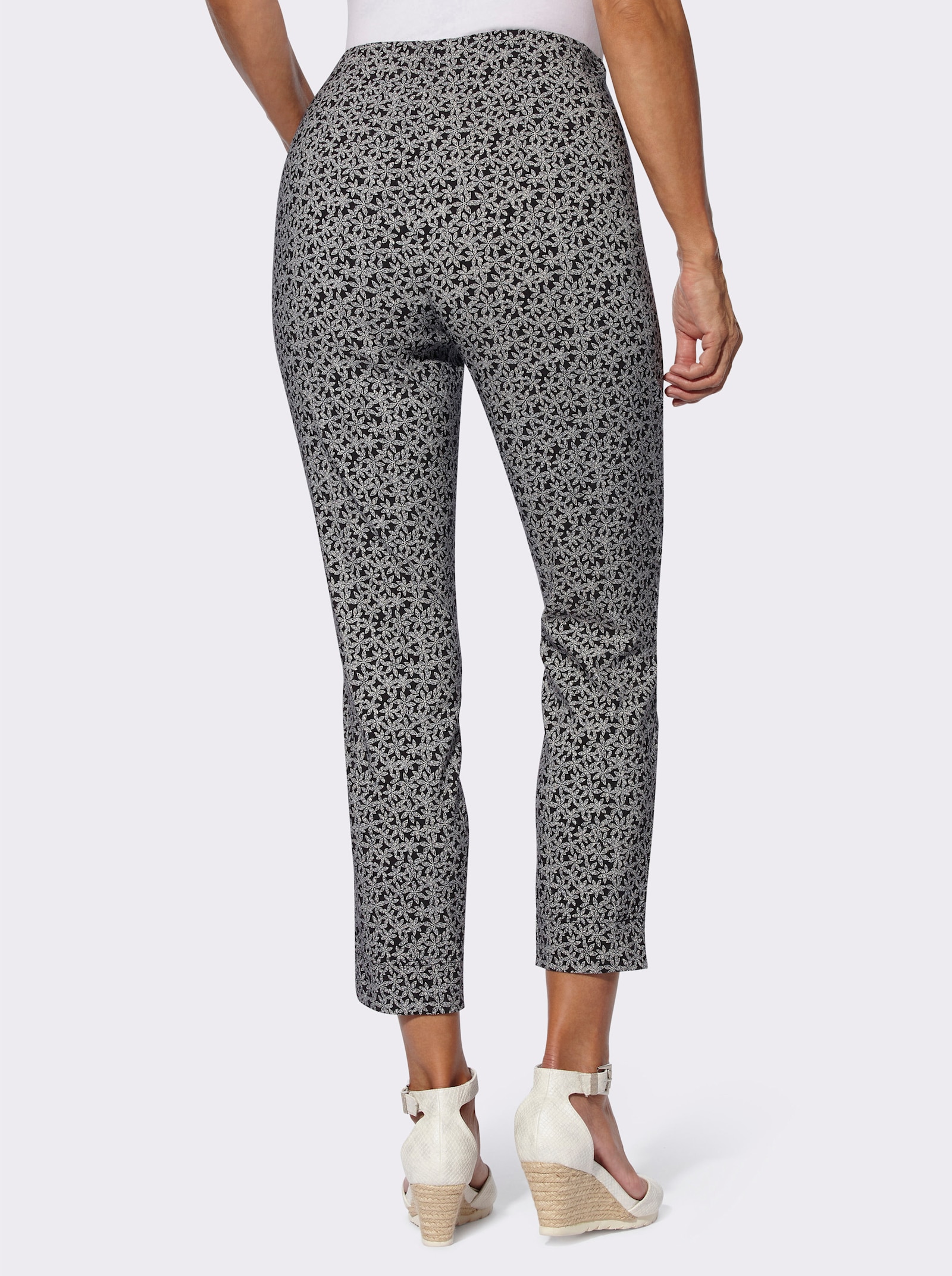 Pantalon en bengaline avec ceinture élastique - noir-blanc imprimé