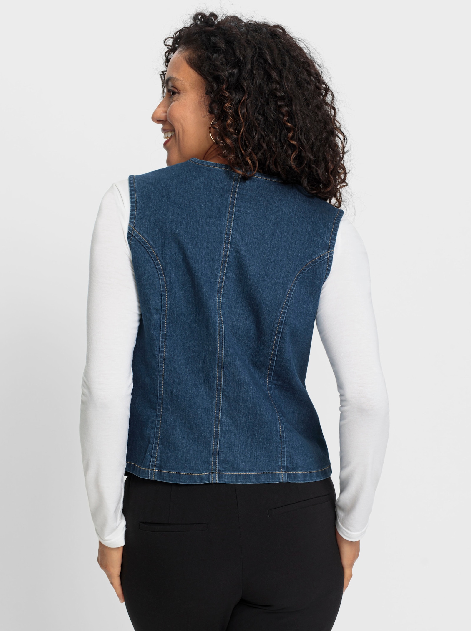 Jeansweste mit Wellenkante - blue-stone-washed