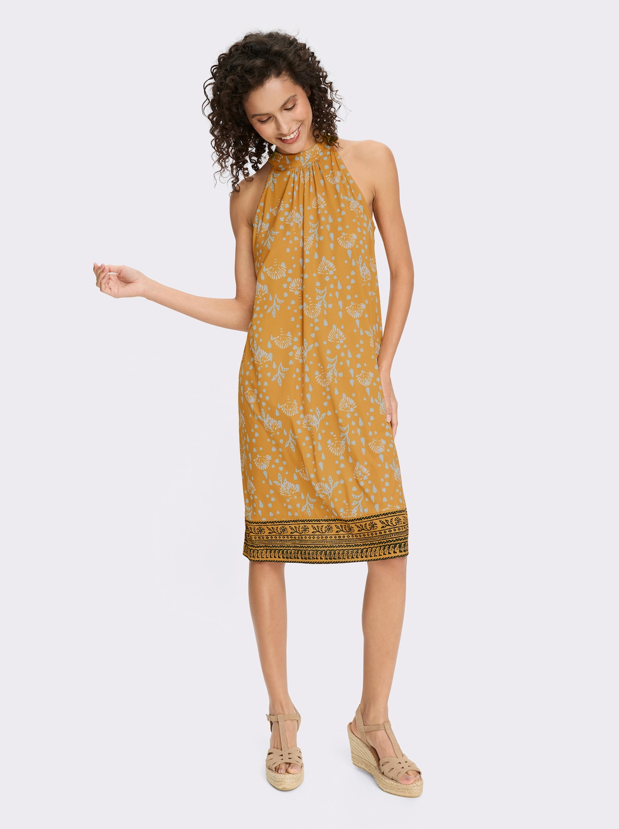 heine Jerseykleid - ocker-ecru-bedruckt