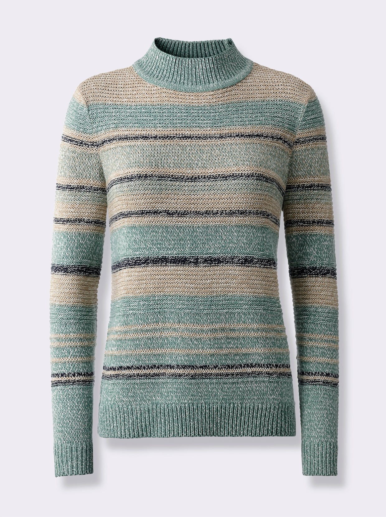 Stehkragenpullover - jade-sesam-meliert