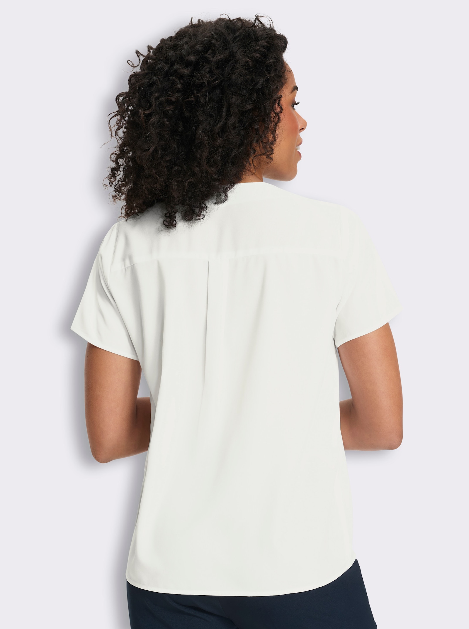 Comfortblouse met stolpplooi voor - wit