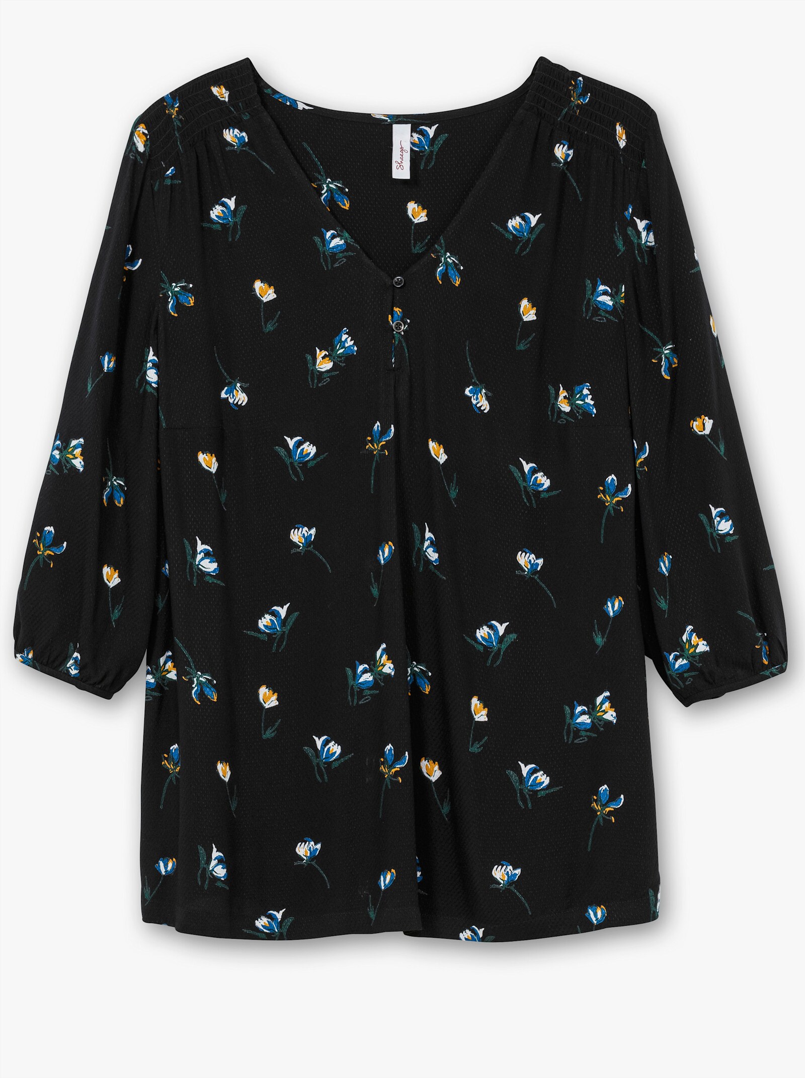 sheego Tunika mit floralem Allover-Druck - schwarz-gemustert