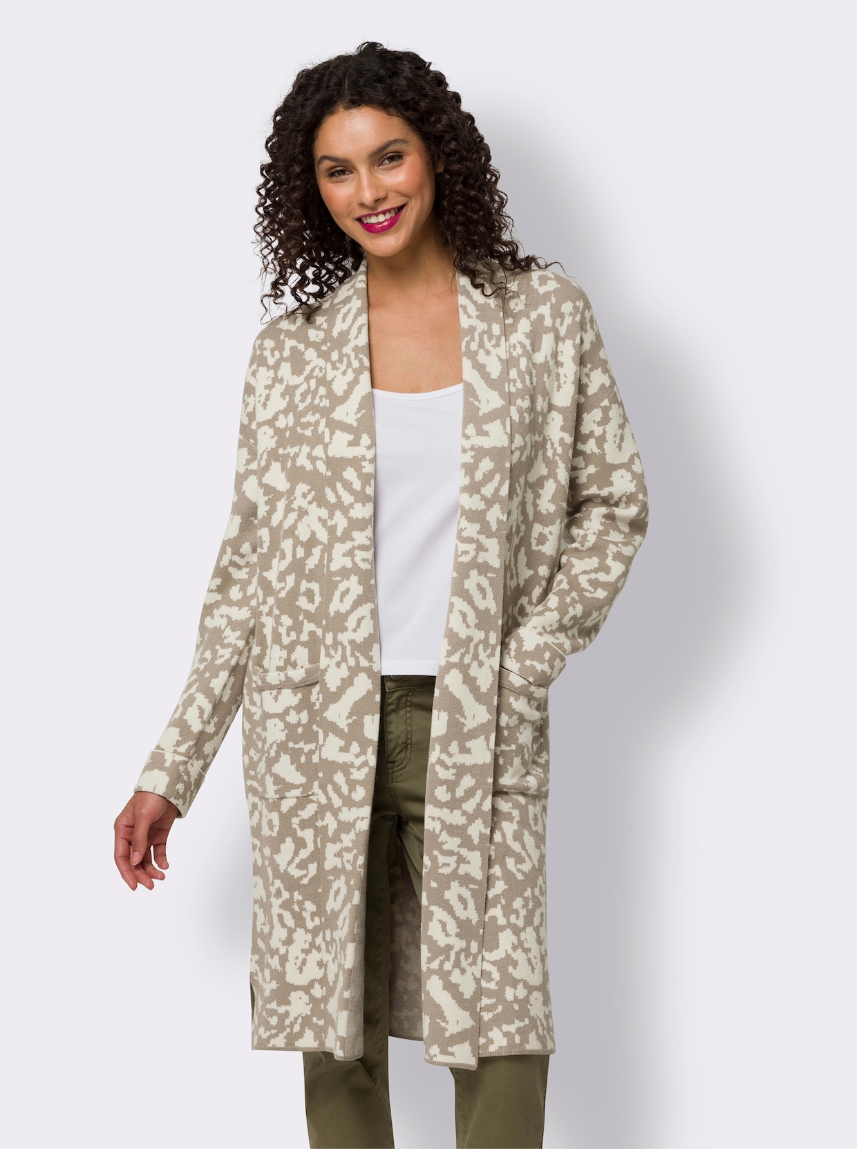 heine Jacquardvest - sesam/champagne gedessineerd