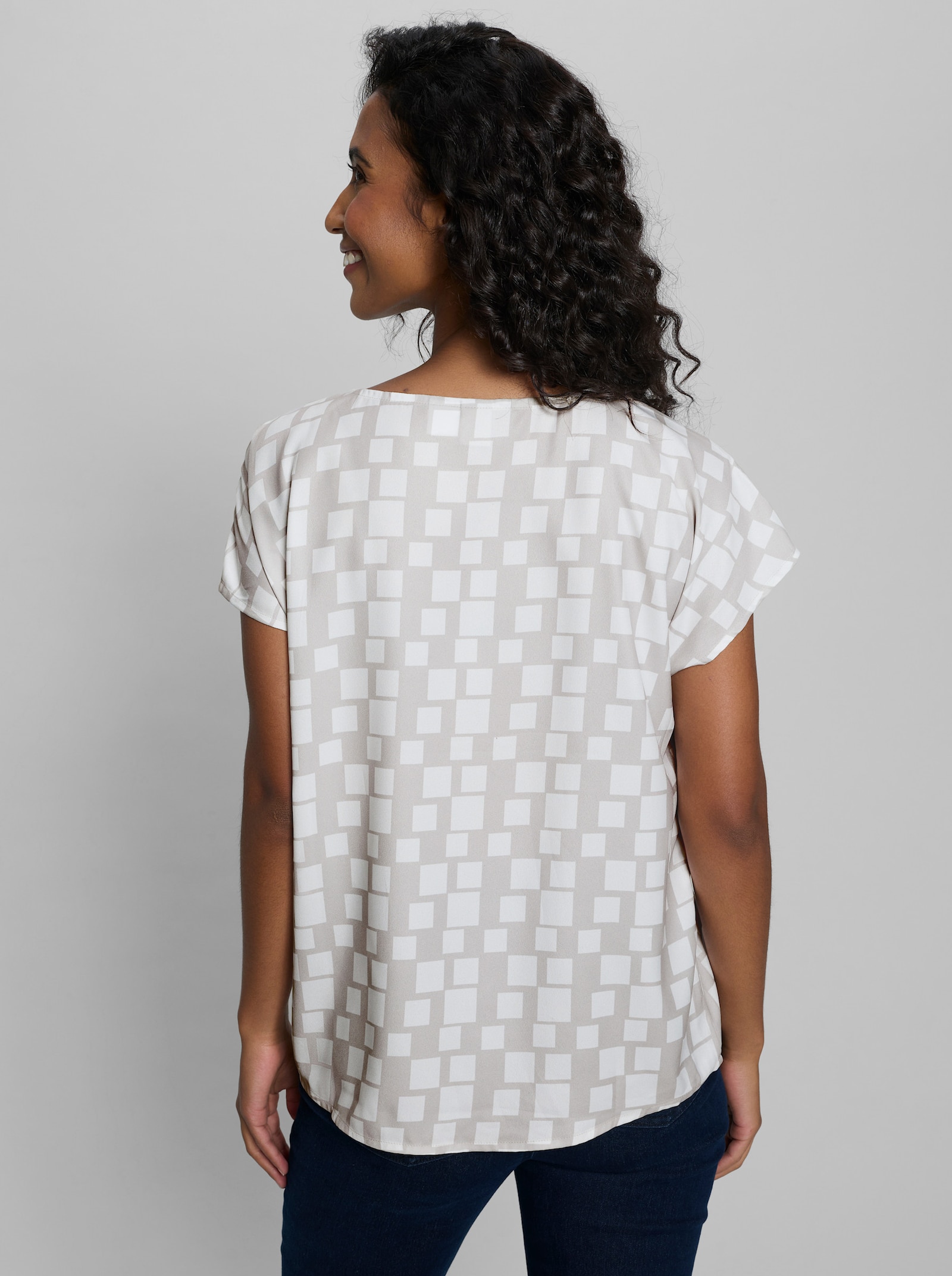 heine Druckbluse mit Grafik-Print - hellgrau-ecru-bedruckt
