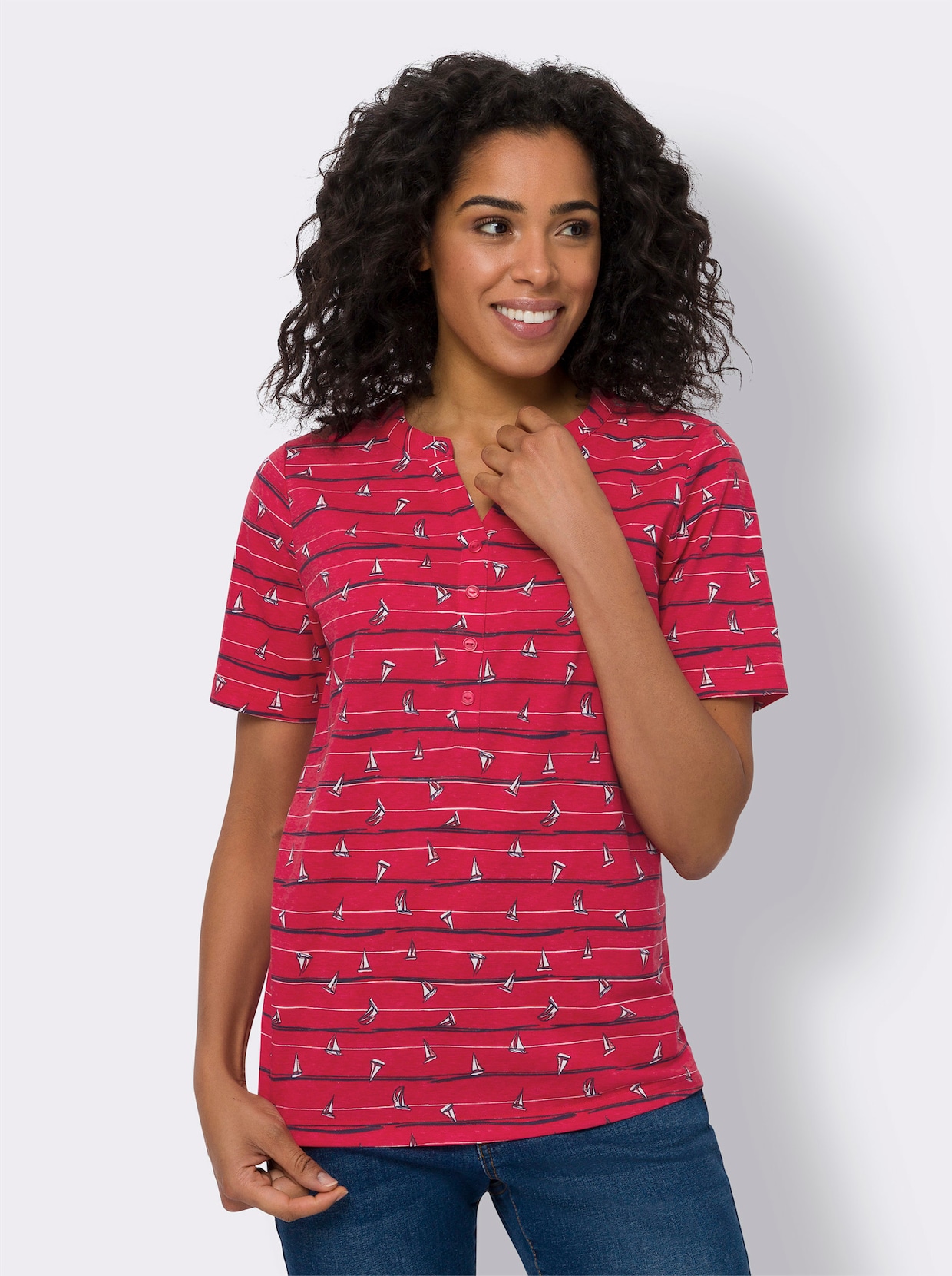 Shirt met korte mouwen - rood/marine geprint