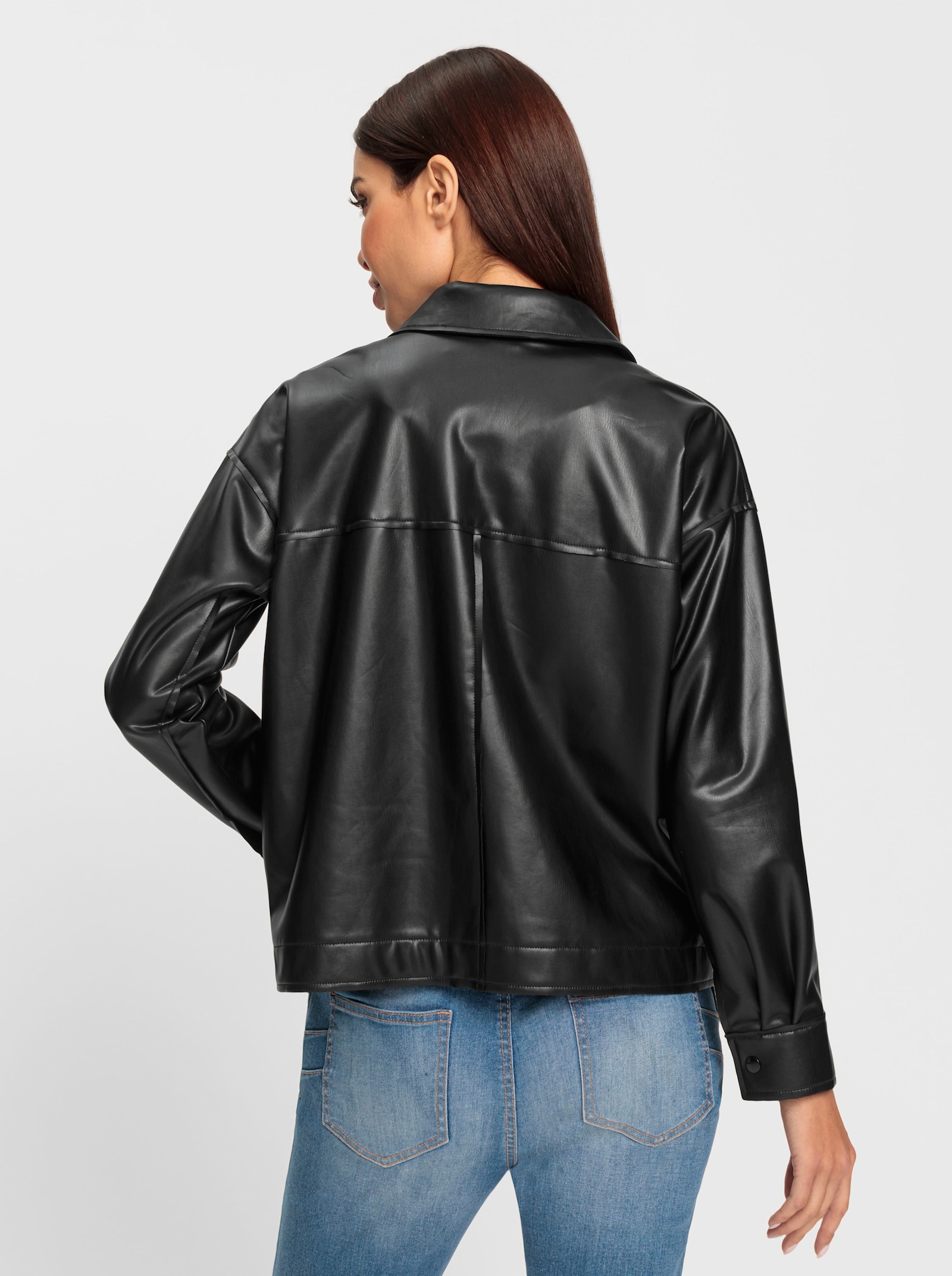 heine Blusenjacke aus Leder-Imitat - schwarz