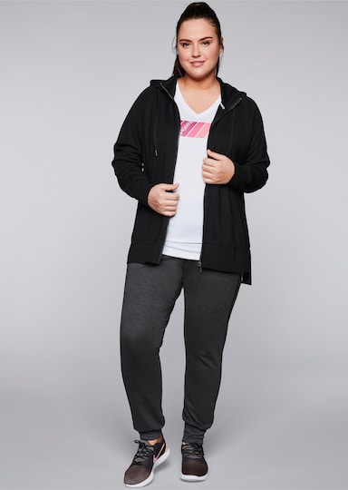 sheego Kapuzensweatjacke - schwarz