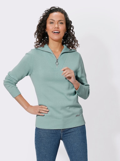 Troyer mit Reißverschluss - kalkmint