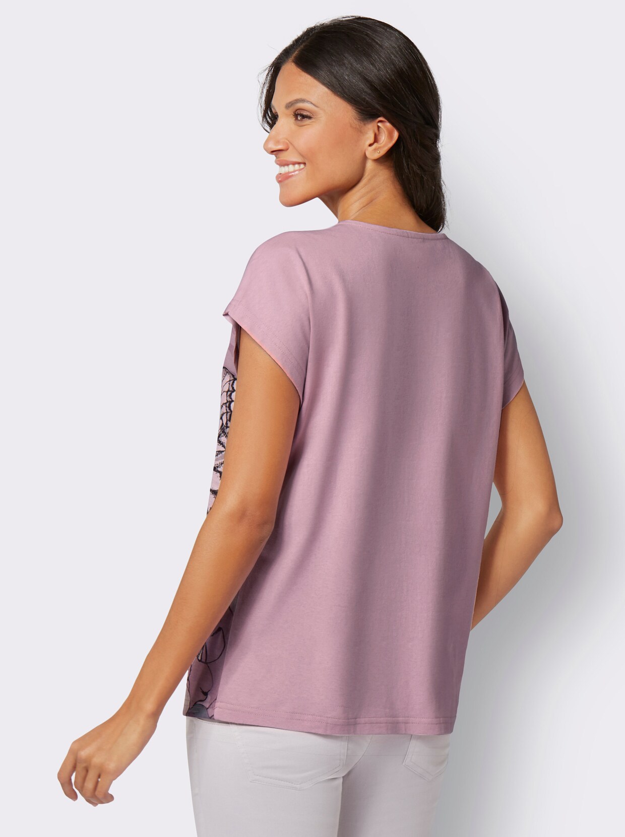 Shirt met ronde hals - roze geprint