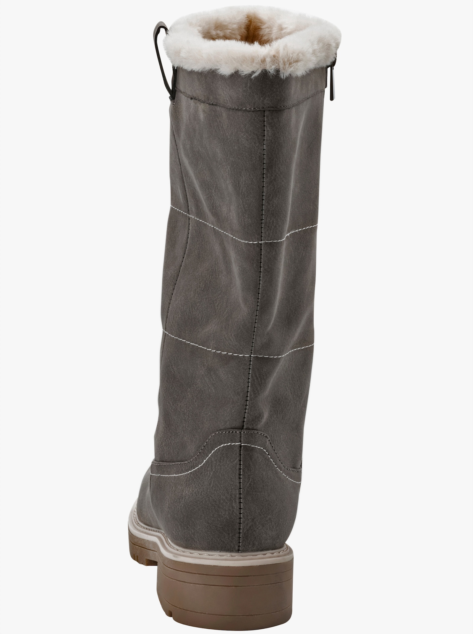 sheego Stiefel mit Pelz-Imitat gefüttert - taupe