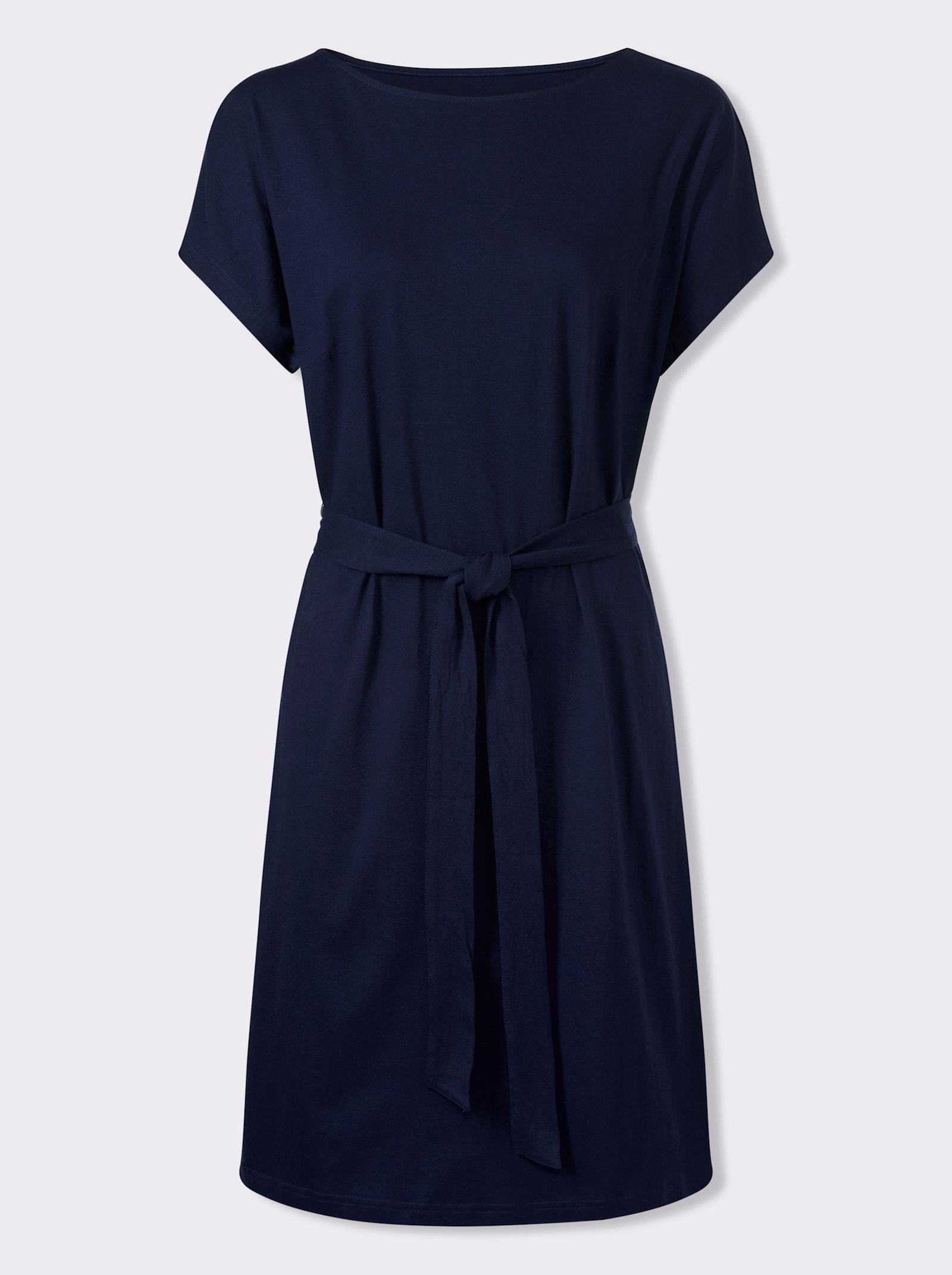 Jerseykleid mit Bindegürtel - marine
