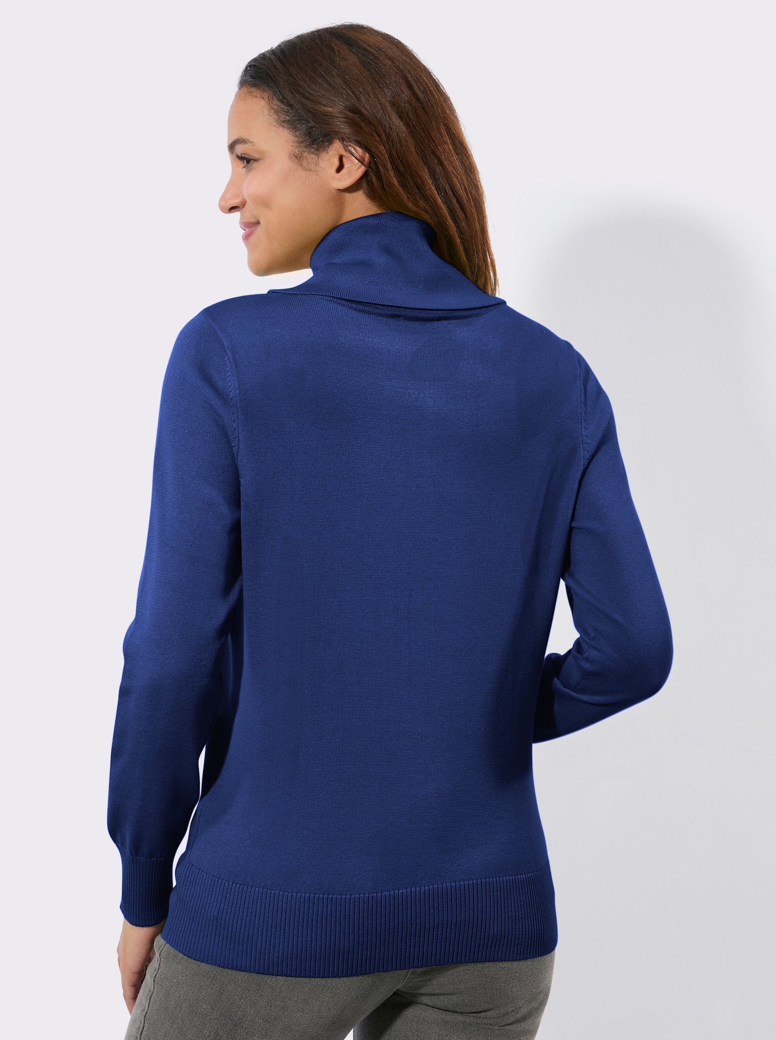 Rollkragenpullover aus weichem Feinstrick - royalblau