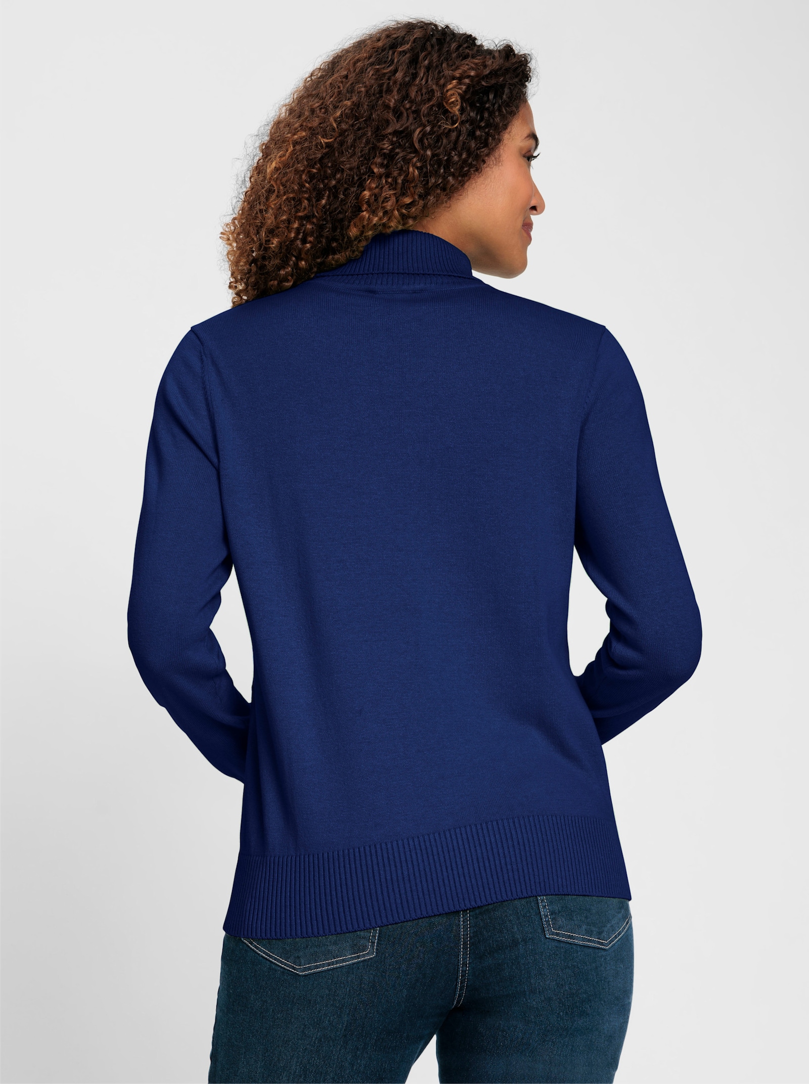 Rollkragenpullover aus Feinstrick - royalblau