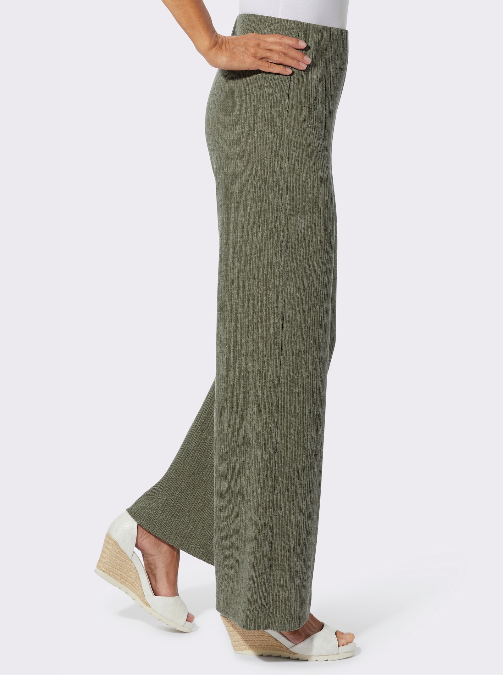 Palazzohose mit Rundum-Dehnbund - khaki