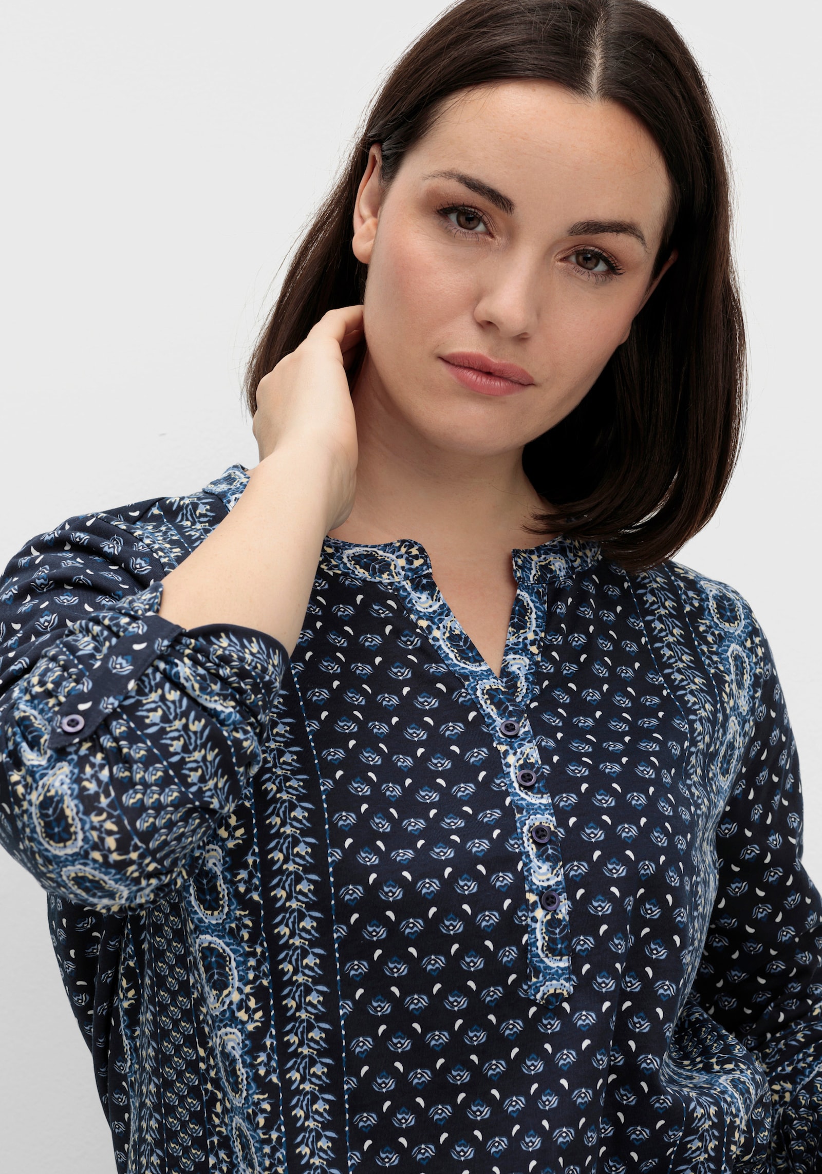 Print-Shirt mit Minimal-Muster - marine-bleu-bedruckt