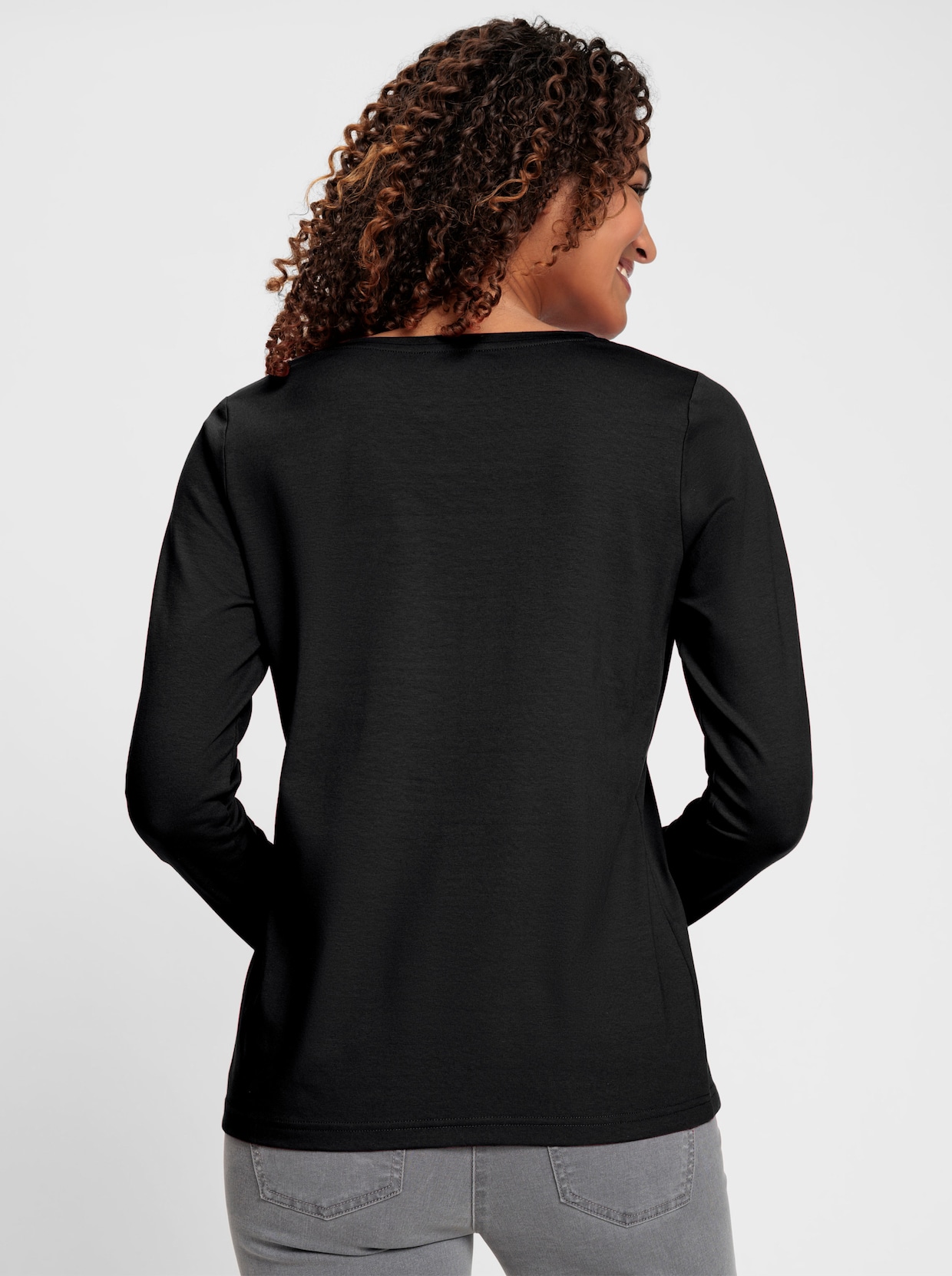 Shirt met ronde hals - zwart