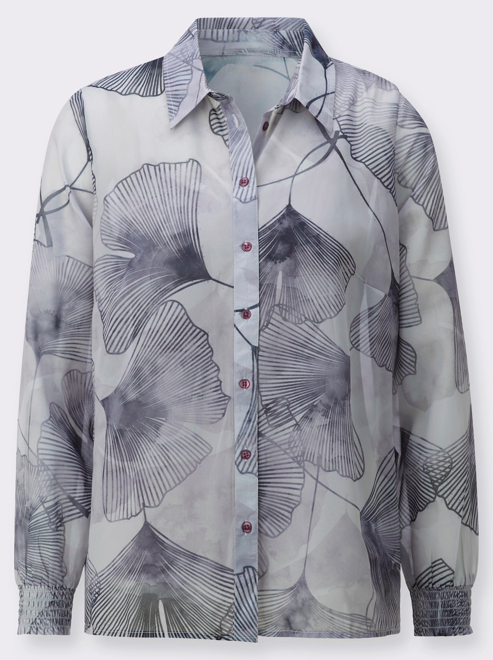 Hemdbluse inklusive Viskose-Top - hellgrau-bedruckt