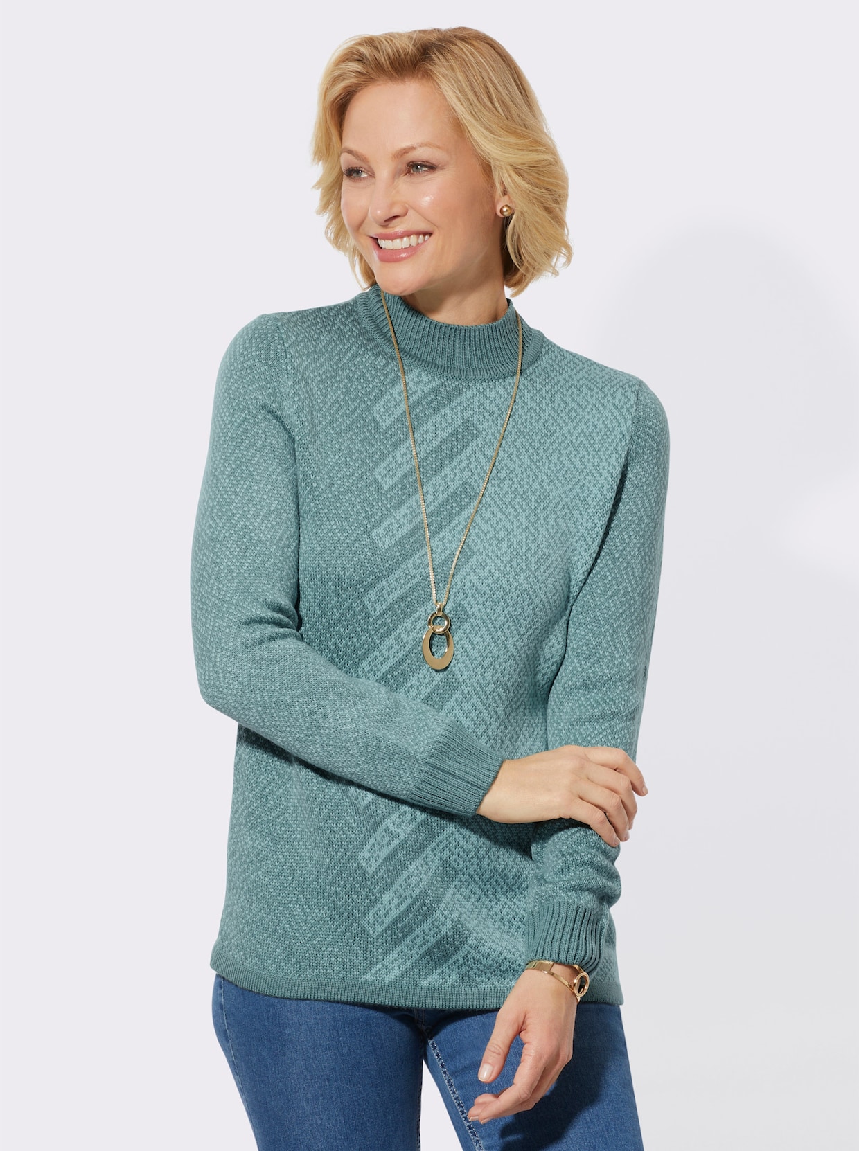Pullover - jade/mint gedessineerd